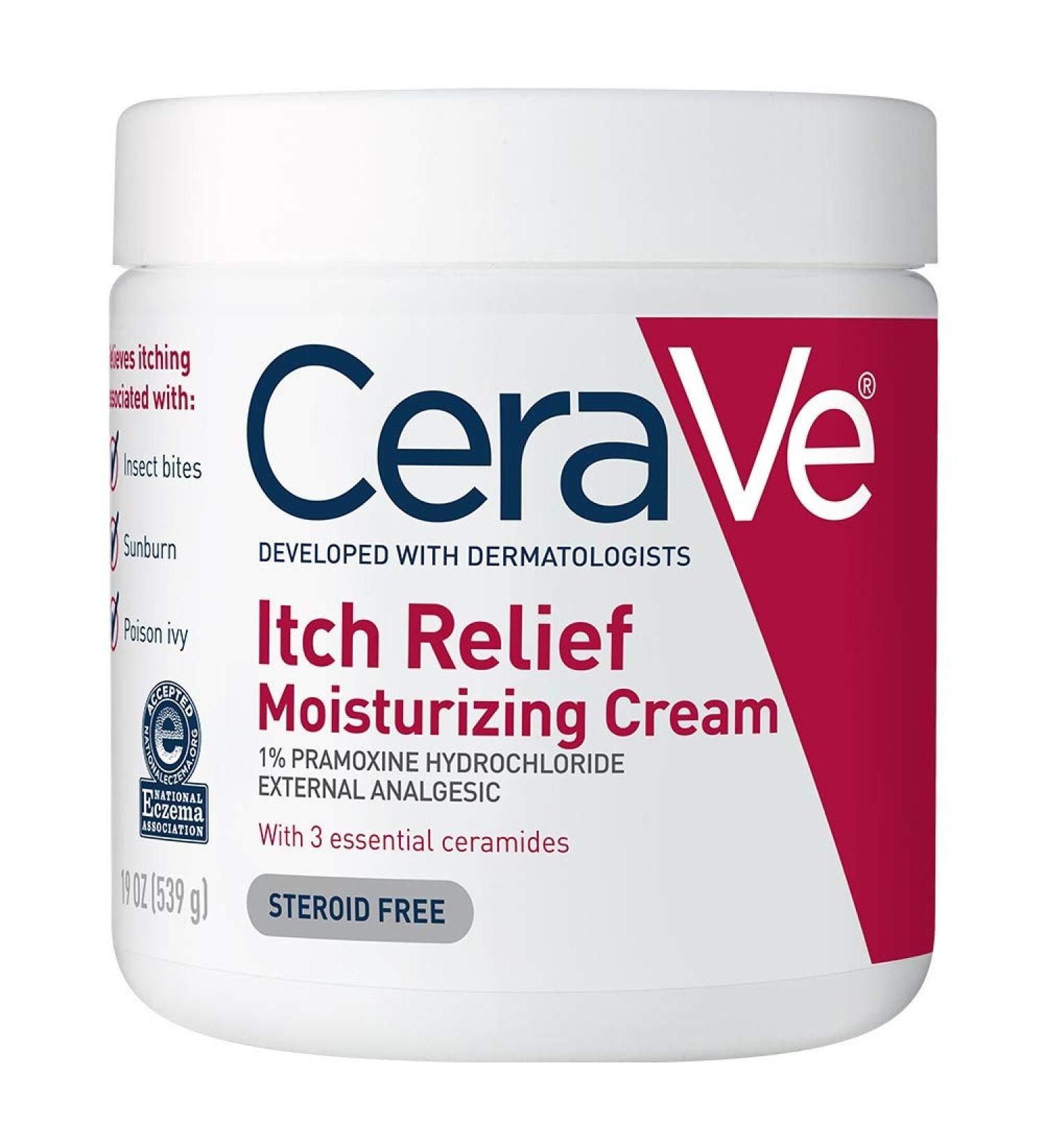 CeraVe Itch Relief Moisturizing Cream with Pramoxine Hydrochloride | Relieves Itchy Skin, Sunburn, Bug Bites | Fragrance-Free | 19 oz - Buy Online on GoSupps.com