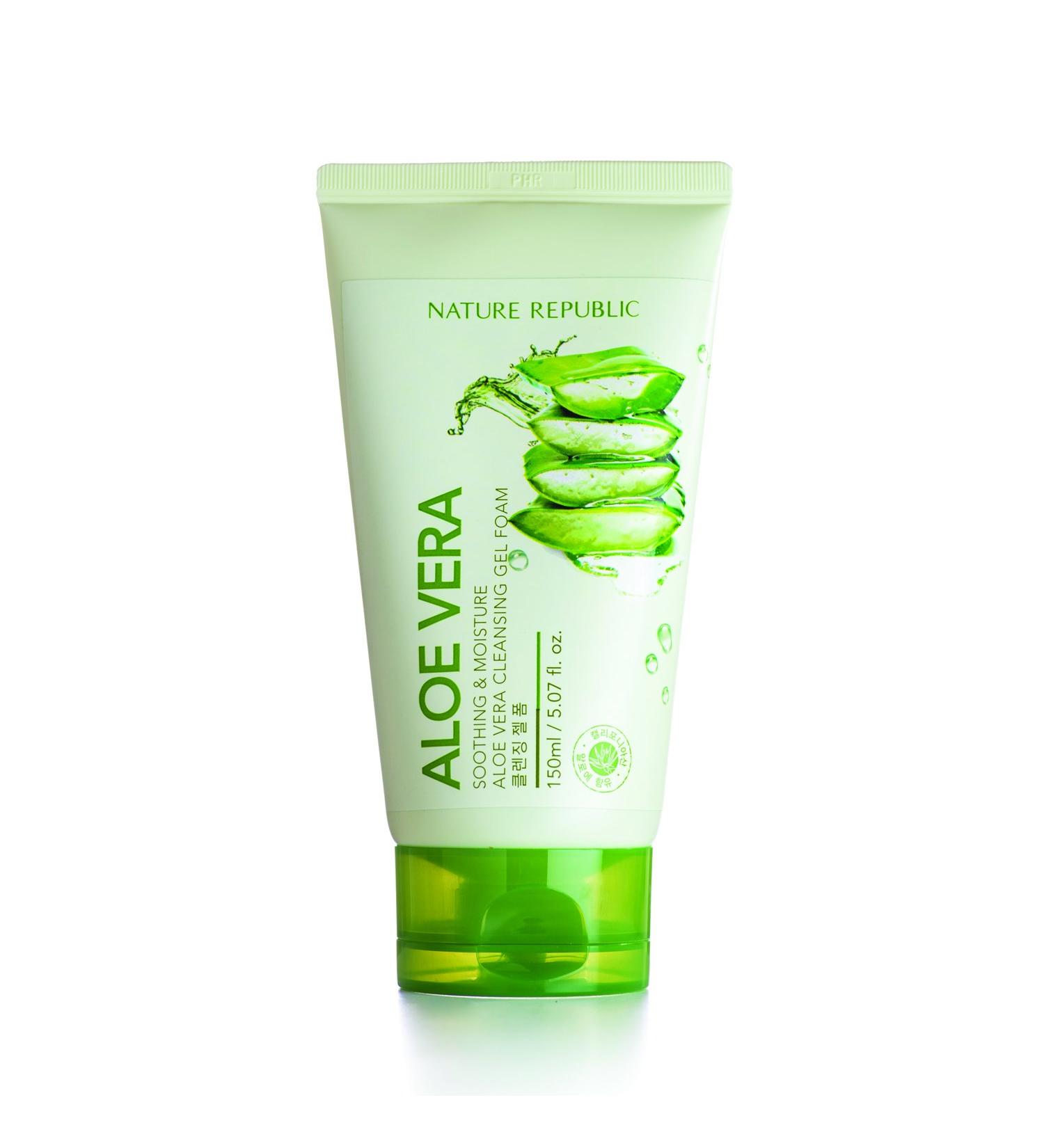 Nature Republic Aloe Vera Cleansing Gel Foam 150ml - Soothing & Moisturizing - Buy Online on GoSupps.com