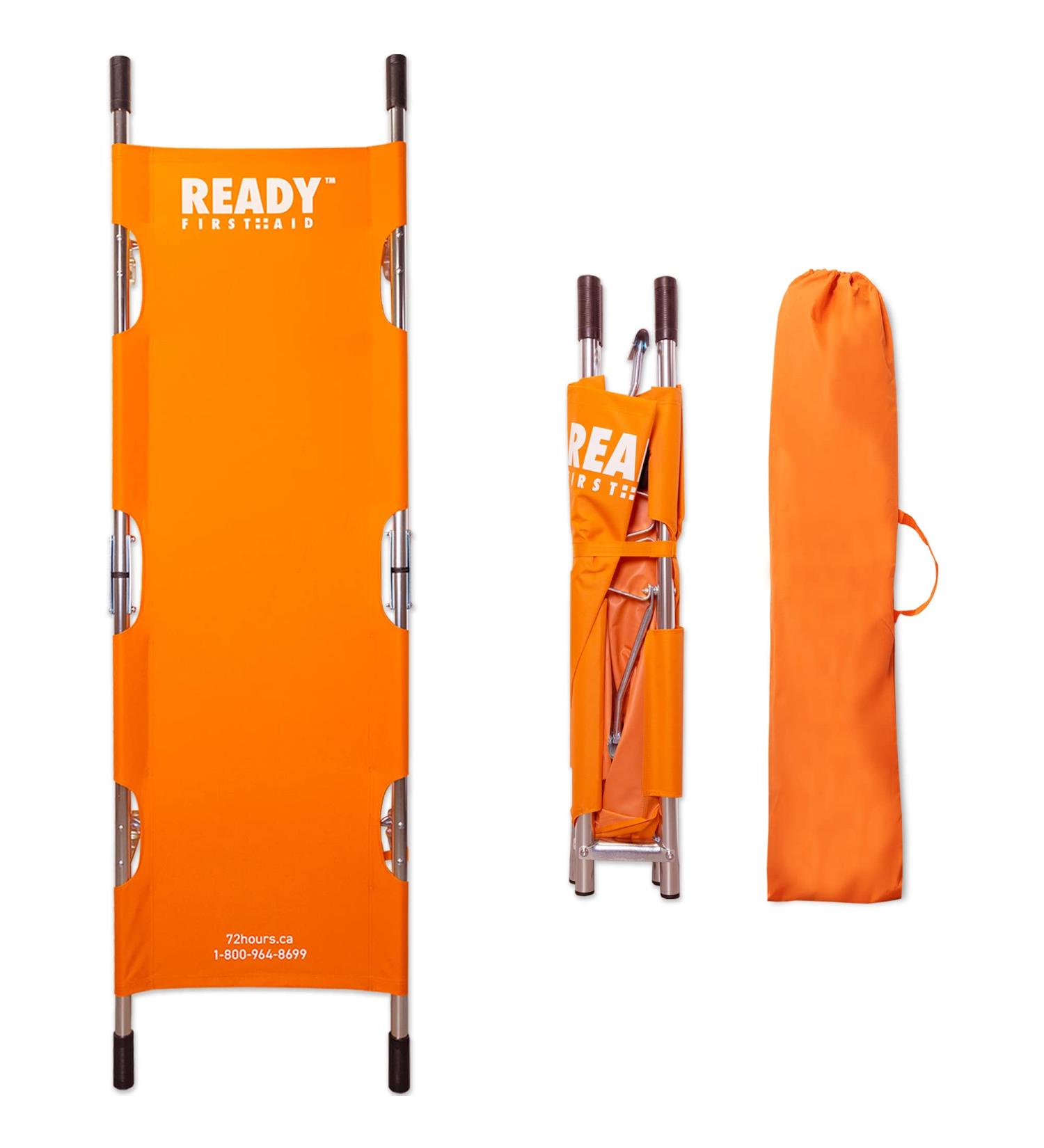 Ready First Aid Orange Folding Portable Stretcher - Durable Waterproof Fireproof for Emergency Use Transfer Up & Down Stairs Ambulance Hospital Clinic Sports Battlefield (159kg/350lbs) - Buy Online on GoSupps.com