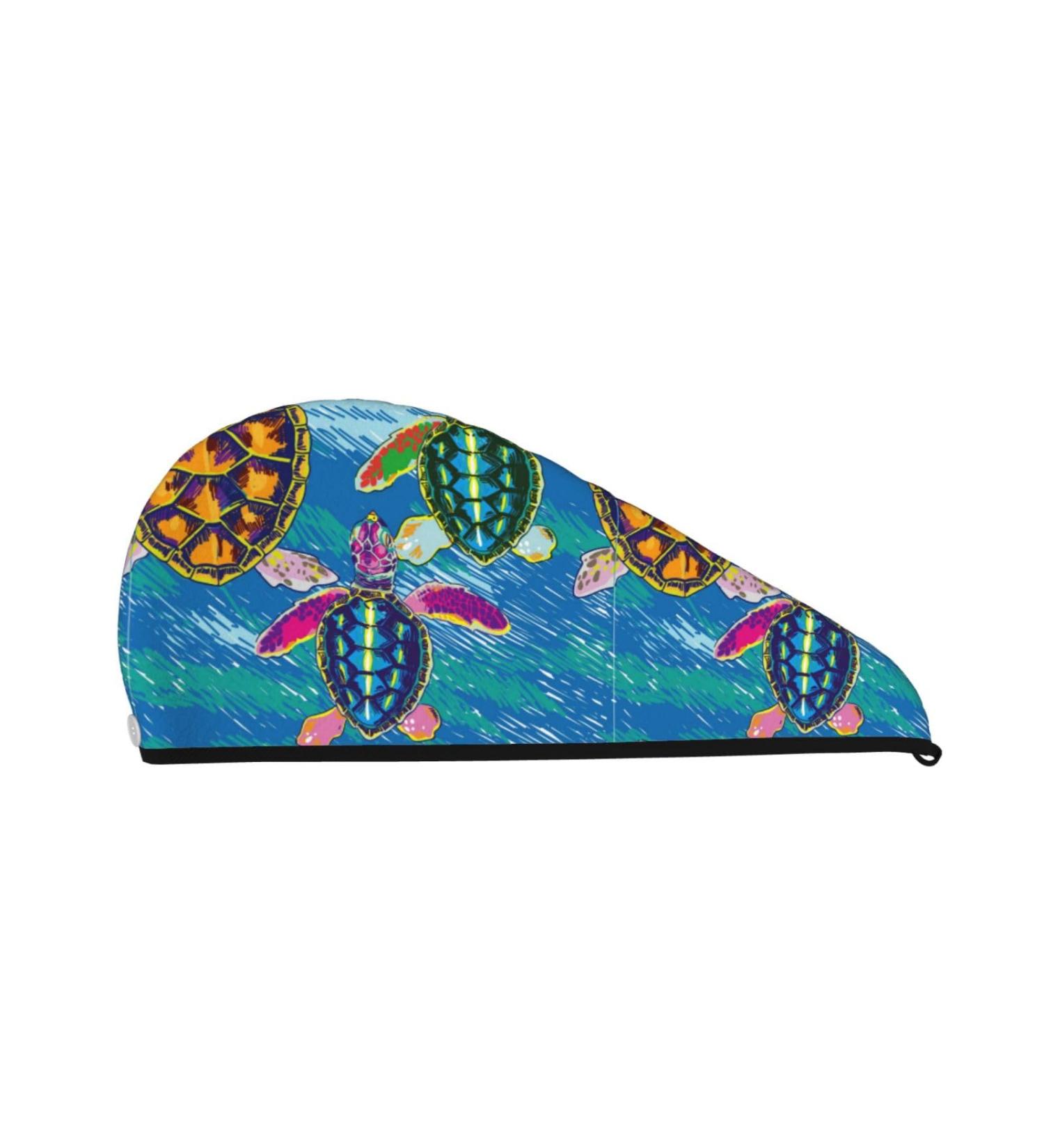 Little Sea Turtles Microfiber Hair Towel - Soft Super Absorbent Hair Wrap for Long Curly & Thick Hair - Quick Dry Coral Velvet - Buy Online on GoSupps.com