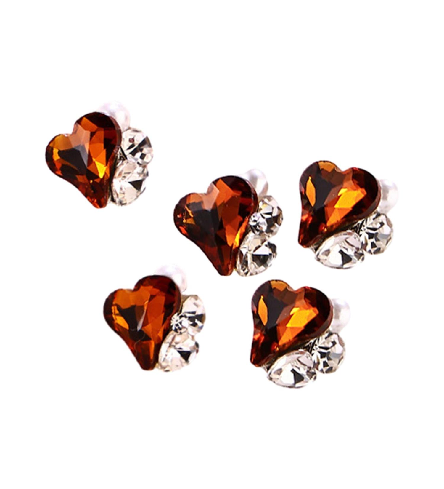 PERZOE Fake Crystal Nails Autumn Nail Decorations 5pcs 3d Heart/square Faux Charm Diy Art Rhinestones Ornament Phone Case Decorative Accessories Manicure D - Buy Online on GoSupps.com