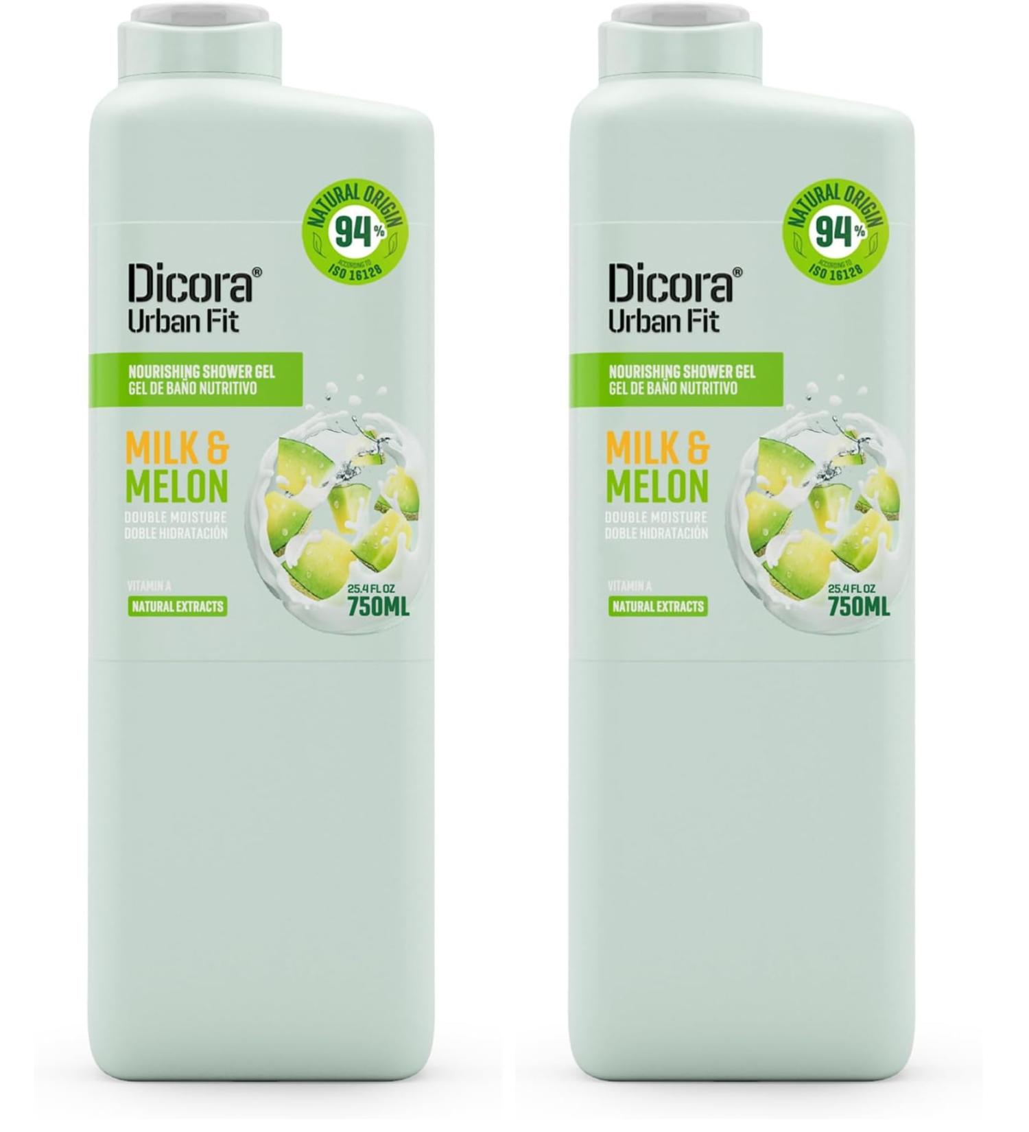 Dicora Urban Fit Nourishing Shower Gel - Hydrating Body Wash with Fruity Aroma - Gluten Free Womens and Mens Body Wash - Milk and Melon - 25.4 oz (Pack of 2) 25.4 Fl Oz (Pack of 2) - Buy Online on GoSupps.com