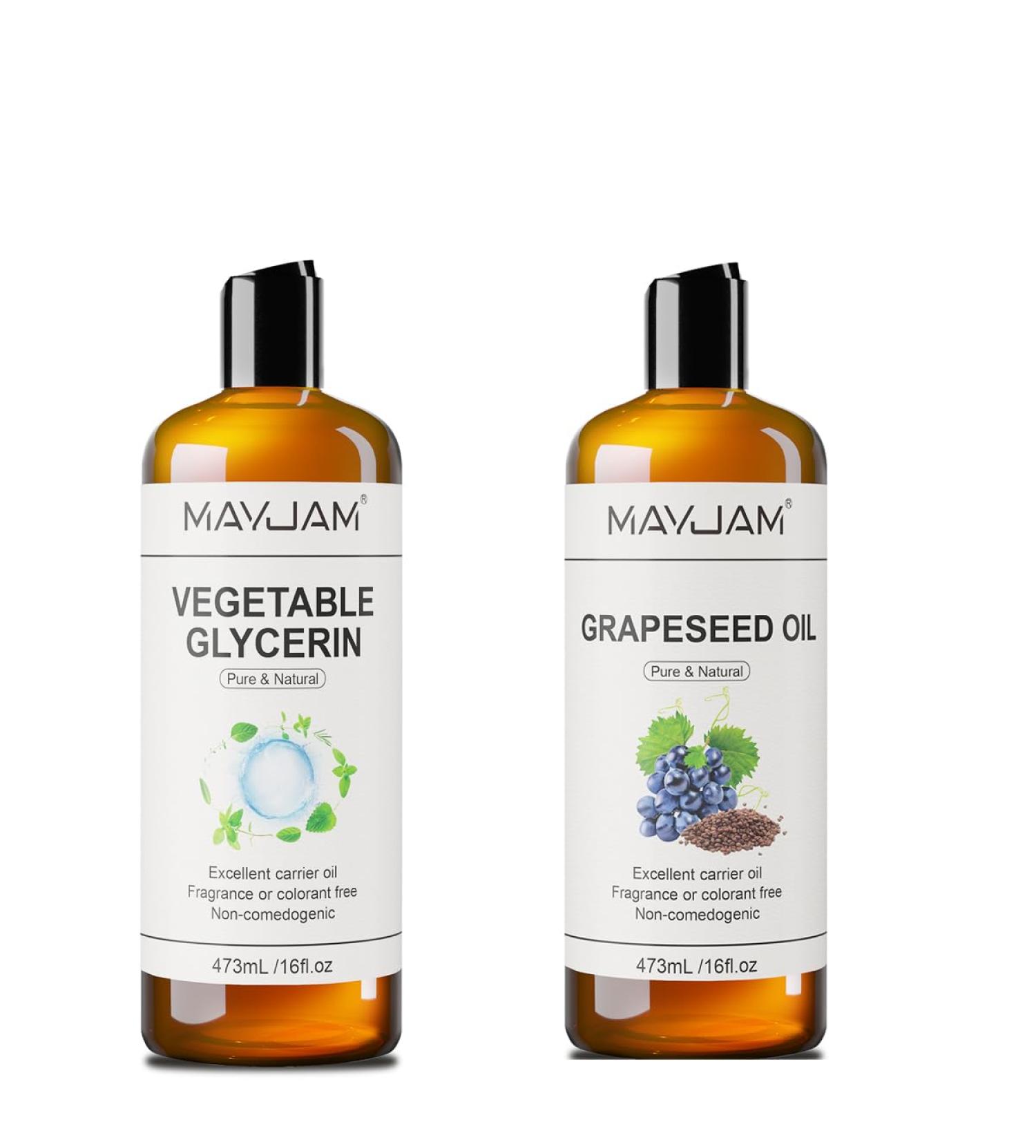 MAYJAM Pure Vegetable Glycerin for Skin Crafts Face Hair Organic Pure Grapeseed Oil for Skin Hair Cuticles and Face 16 Oz 473ML - Buy Online on GoSupps.com
