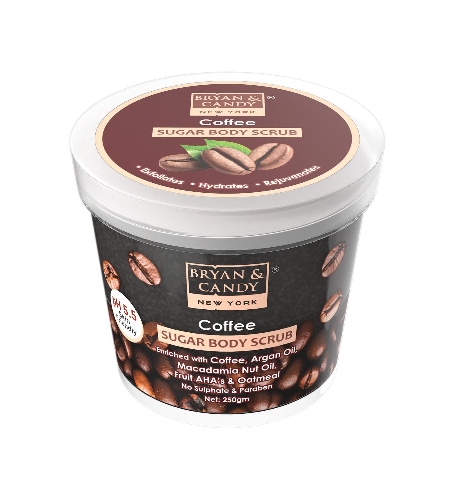 BRYAN & CANDY Coffee Sugar Body Scrub - Tan Removal & Exfoliation - 250G - Unisex - Enriched with Coffee Macadamia & Argan Oil - Buy Online on GoSupps.com