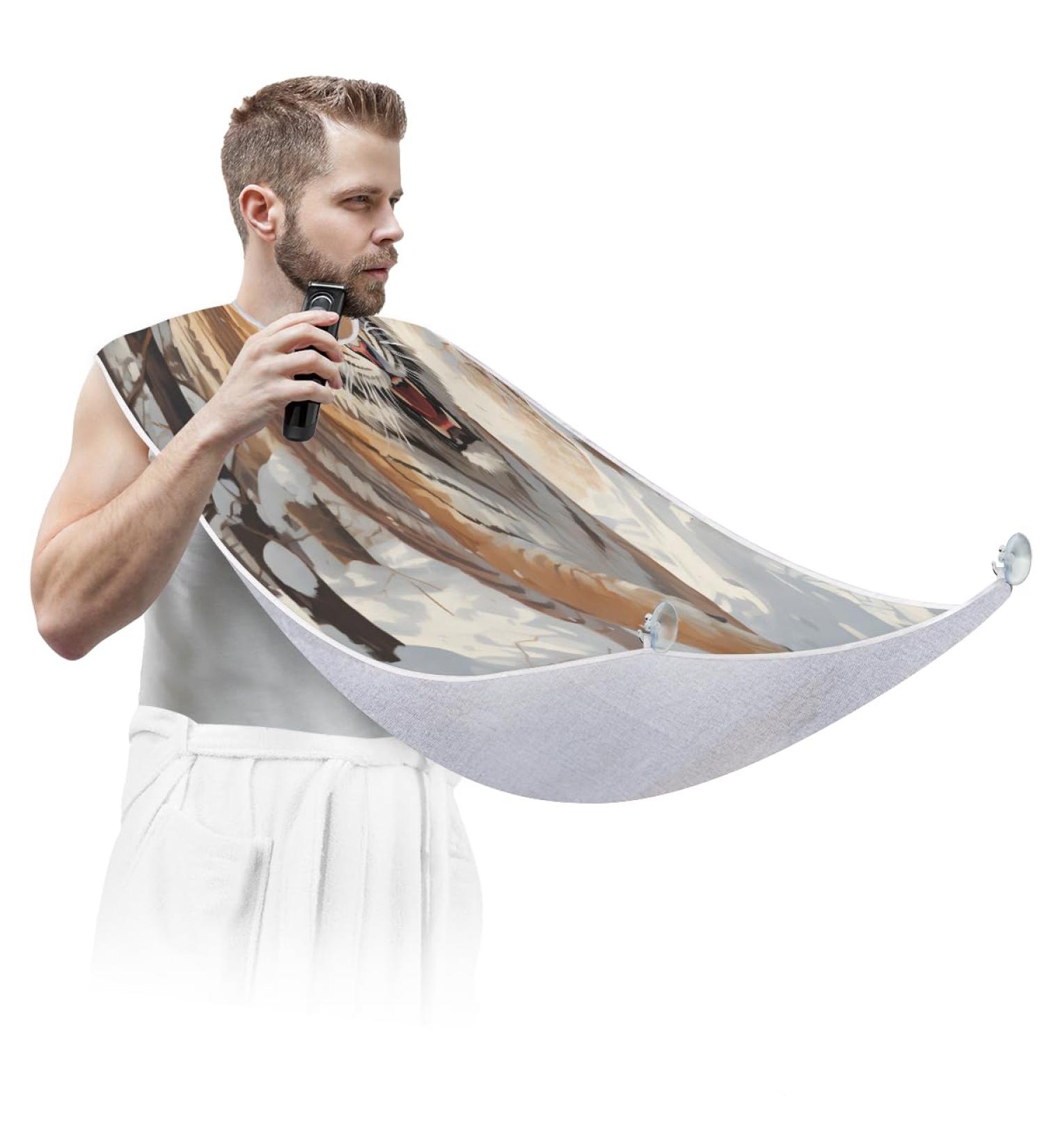 Forest Tiger Beard Bib Apron - Men's Beard Hair Catcher for Shaving | Perfect Gift for Dad & Husband - Suction Cups Included - Buy Online on GoSupps.com
