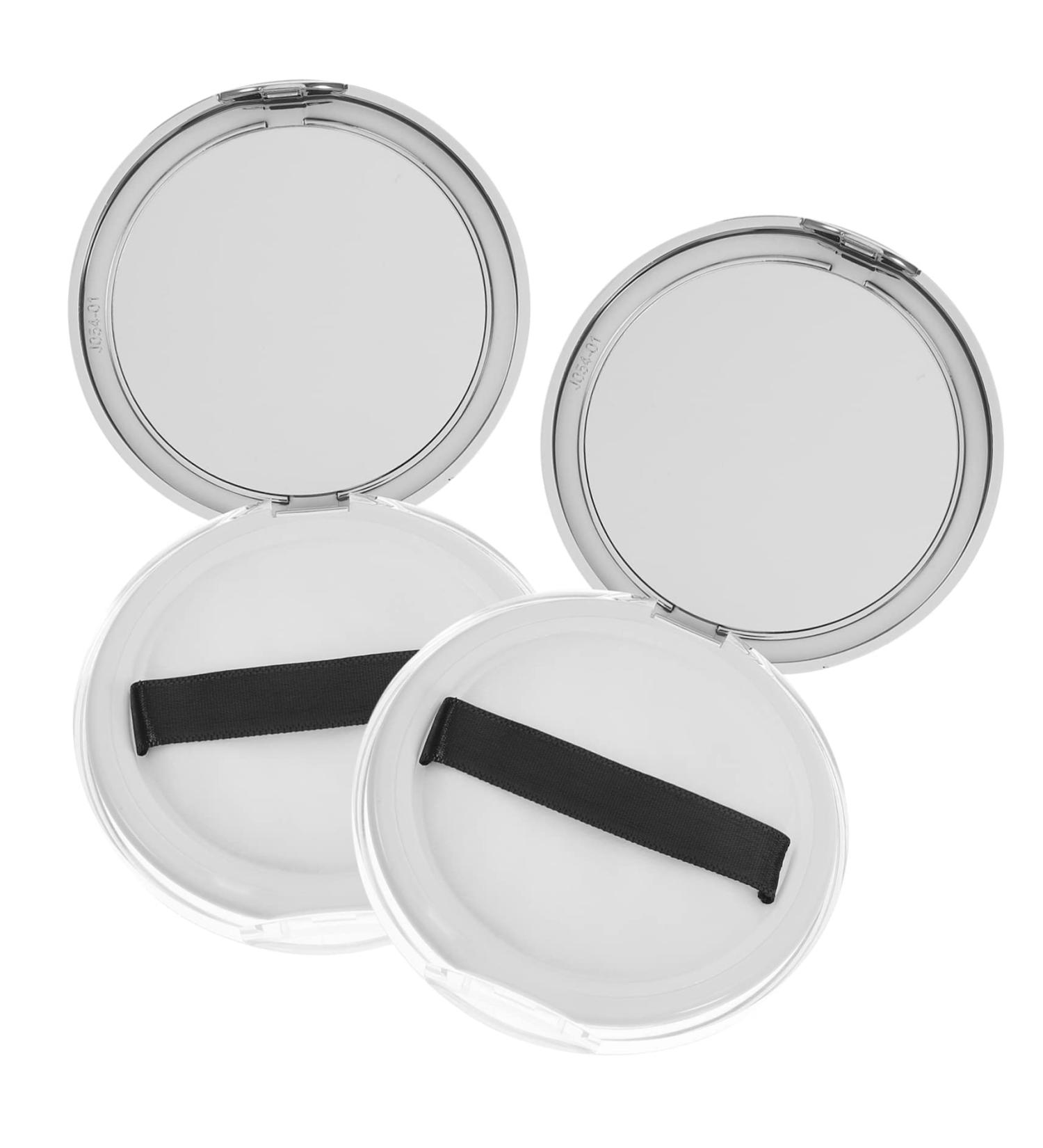 Beavorty Empty Compact with Sifter 2pcs Portable Loose Box Case with 2pcs Puff 7.5x7.5cm Silver - Buy Online on GoSupps.com