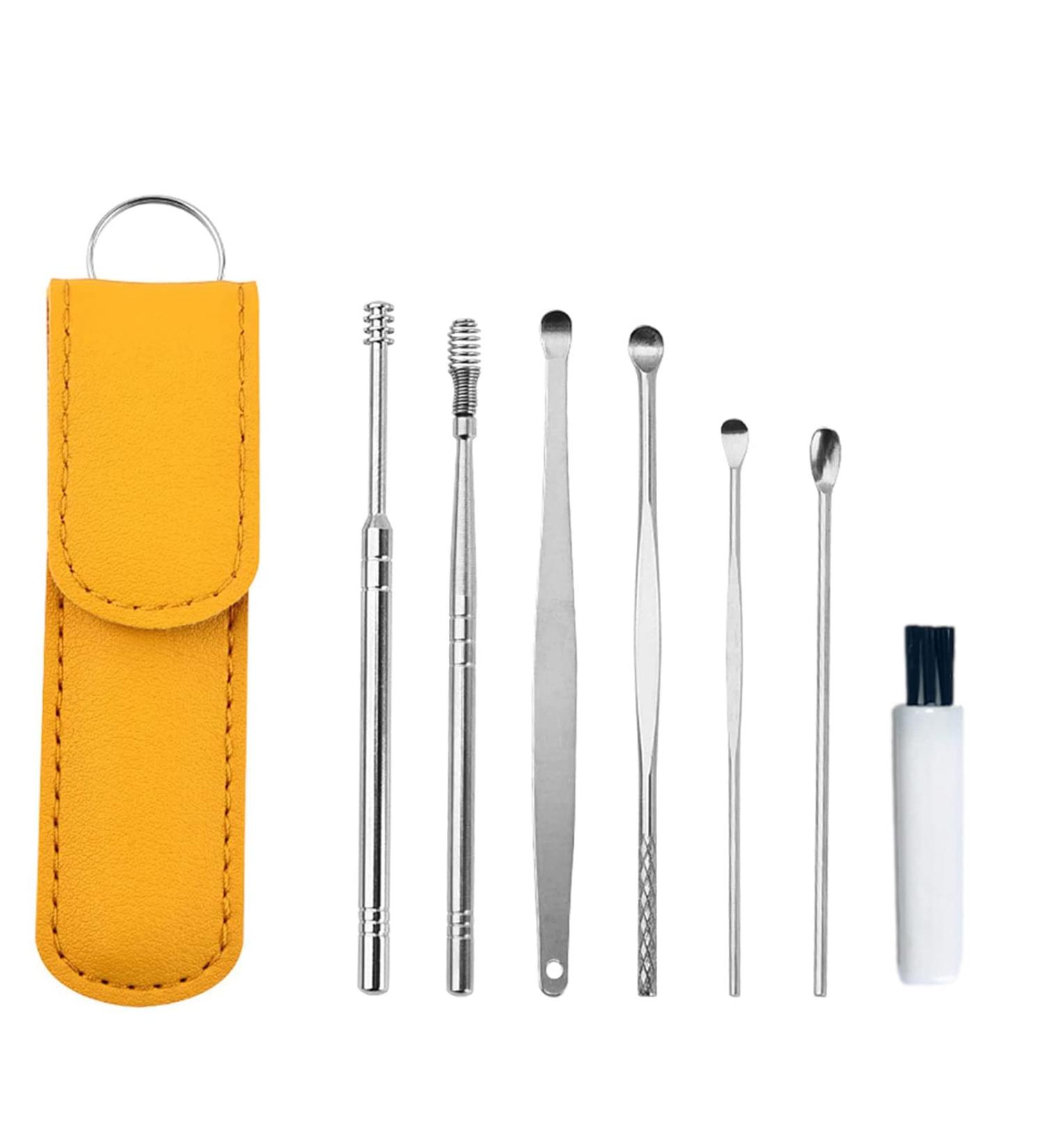 Innovative Spring Earwax Cleaner Tool Set - Ear Wax Removal Tool Ear Curette Ear Wax Remover Tool with Storage Box (B-Yellow) - Buy Online on GoSupps.com