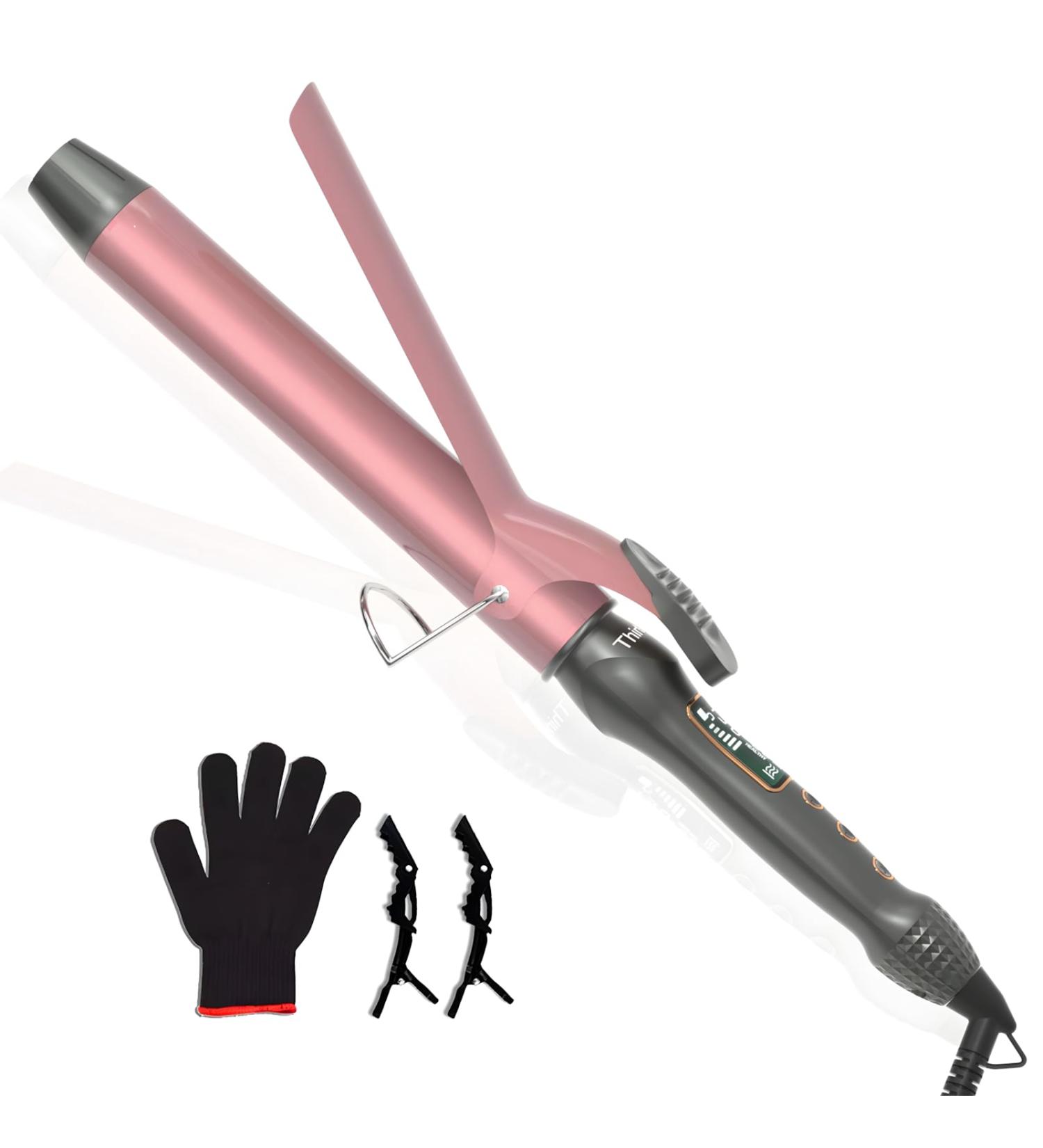 Thirtek 1.5-Inch Ceramic Tourmaline Curling Iron - 15 Temp Settings 450 F Auto Shut-Off Dual Voltage Rose Gold - Perfect for All Hair Types - Buy Online on GoSupps.com