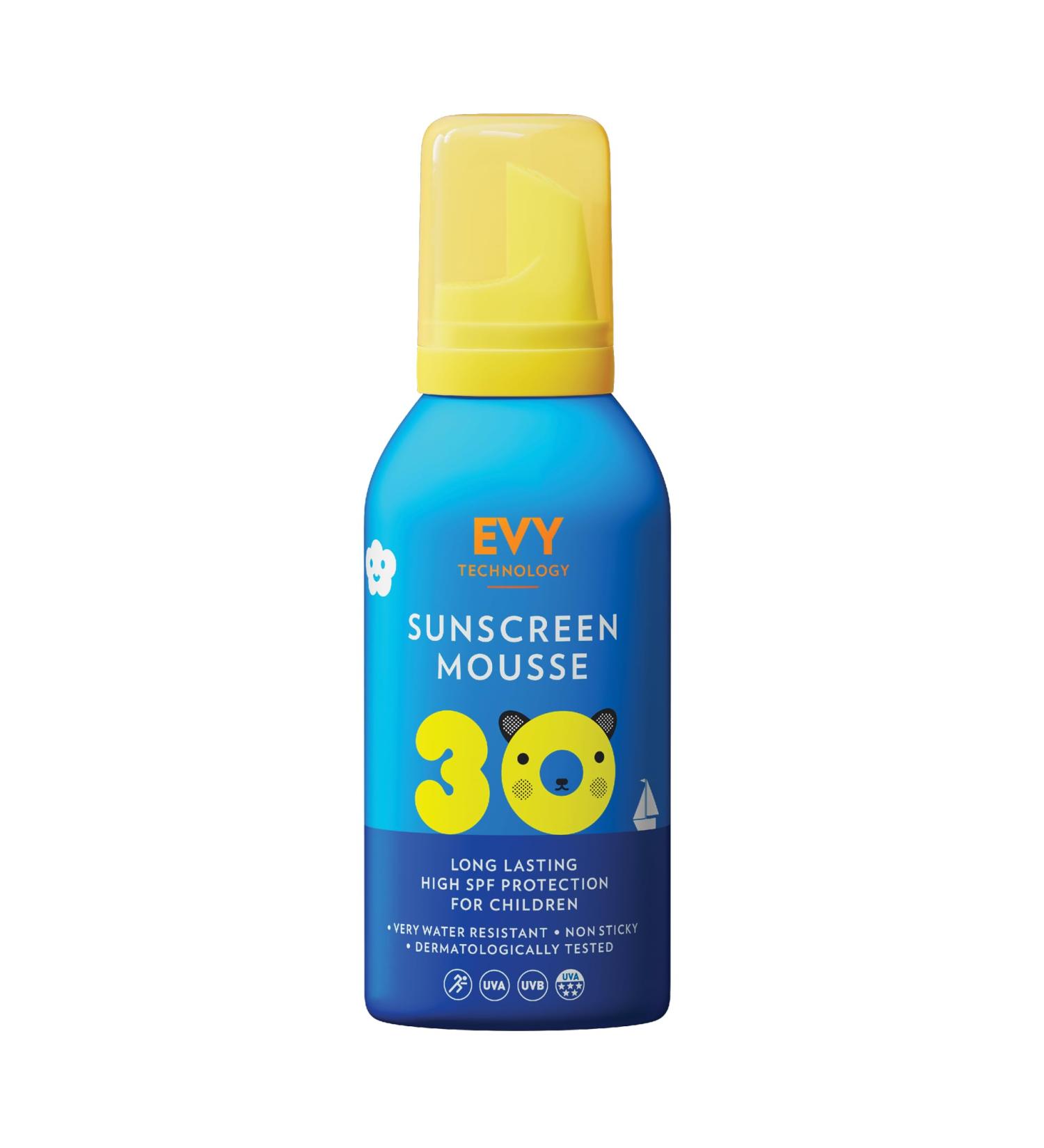 Evy Babies & Kids Sunscreen Mousse LSF 30 - Perfume-Free Waterproof Sun Protection for Children 6+ Months - Shop SPF 30 Online - Buy Online on GoSupps.com