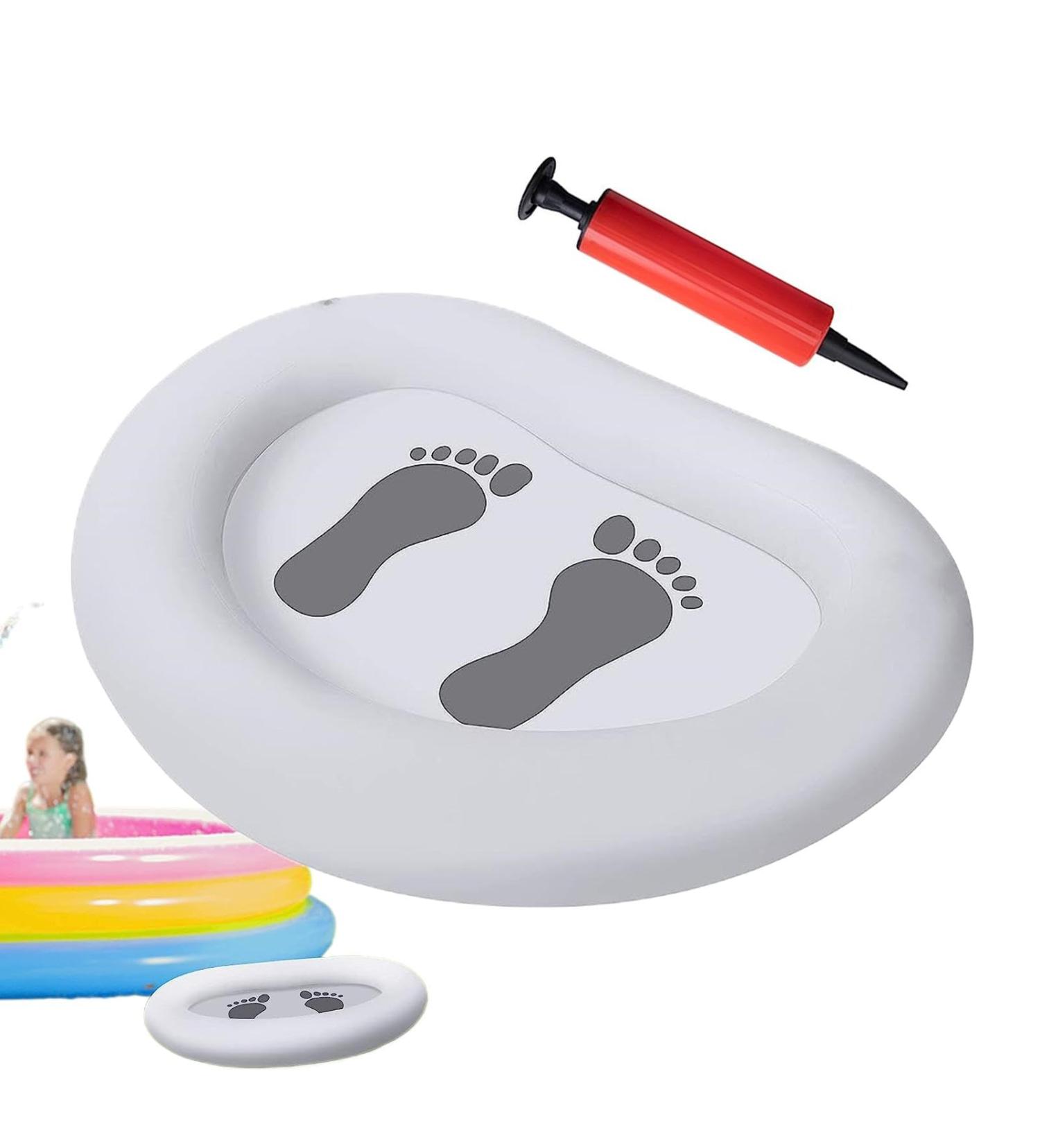 Pool Foot Bath Foldable Foot Bath Basin - White Inflatable Basin with Pump Foot Soaking Bath Basin for Swimming Pool Clean Feet - Buy Online on GoSupps.com