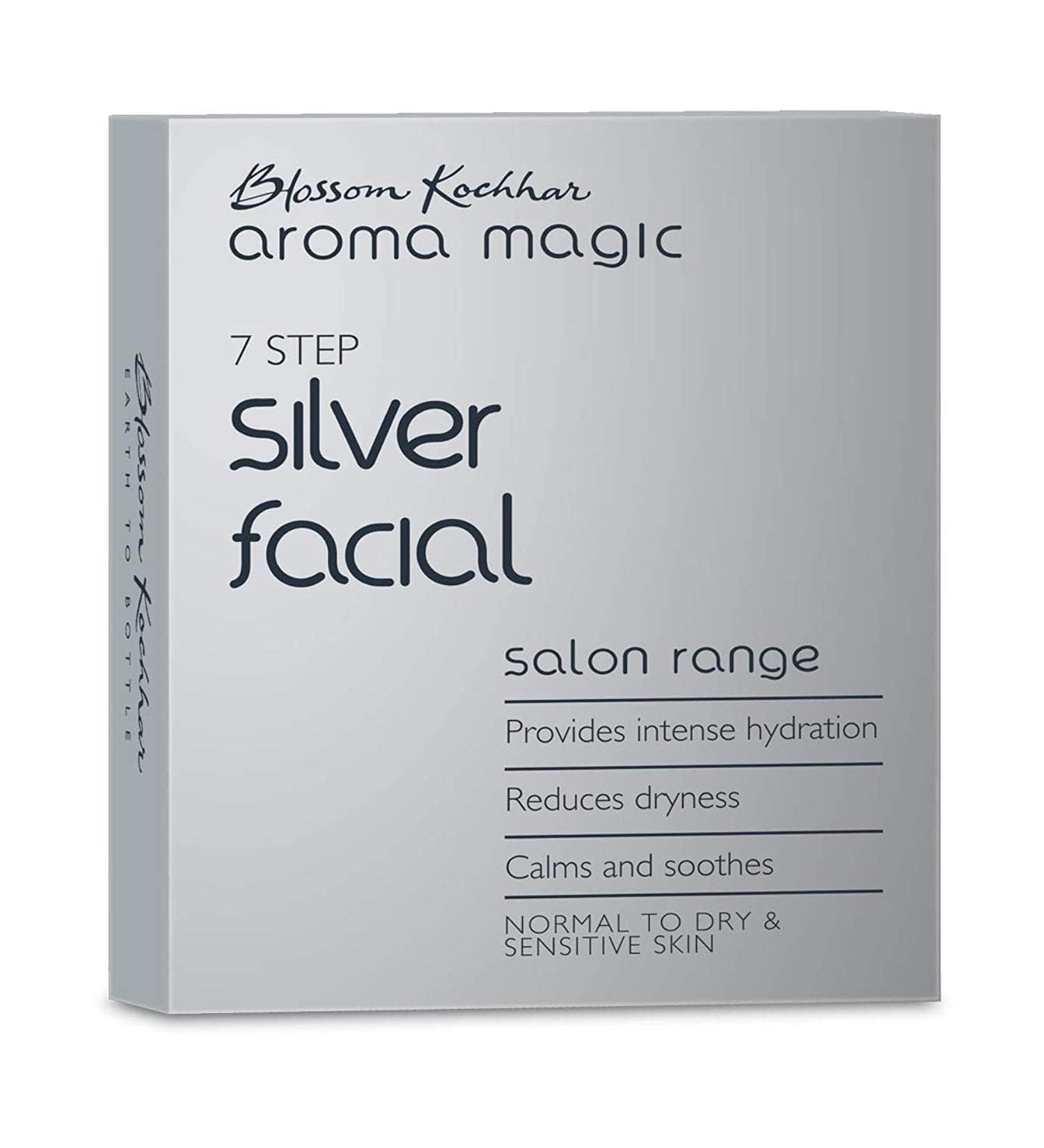Aroma Magic Silver Facial Kit - 7 Steps Hydrating & Soothing Skincare Set for Dry & Sensitive Skin | Single Use | Radiant Glow - Buy Online on GoSupps.com