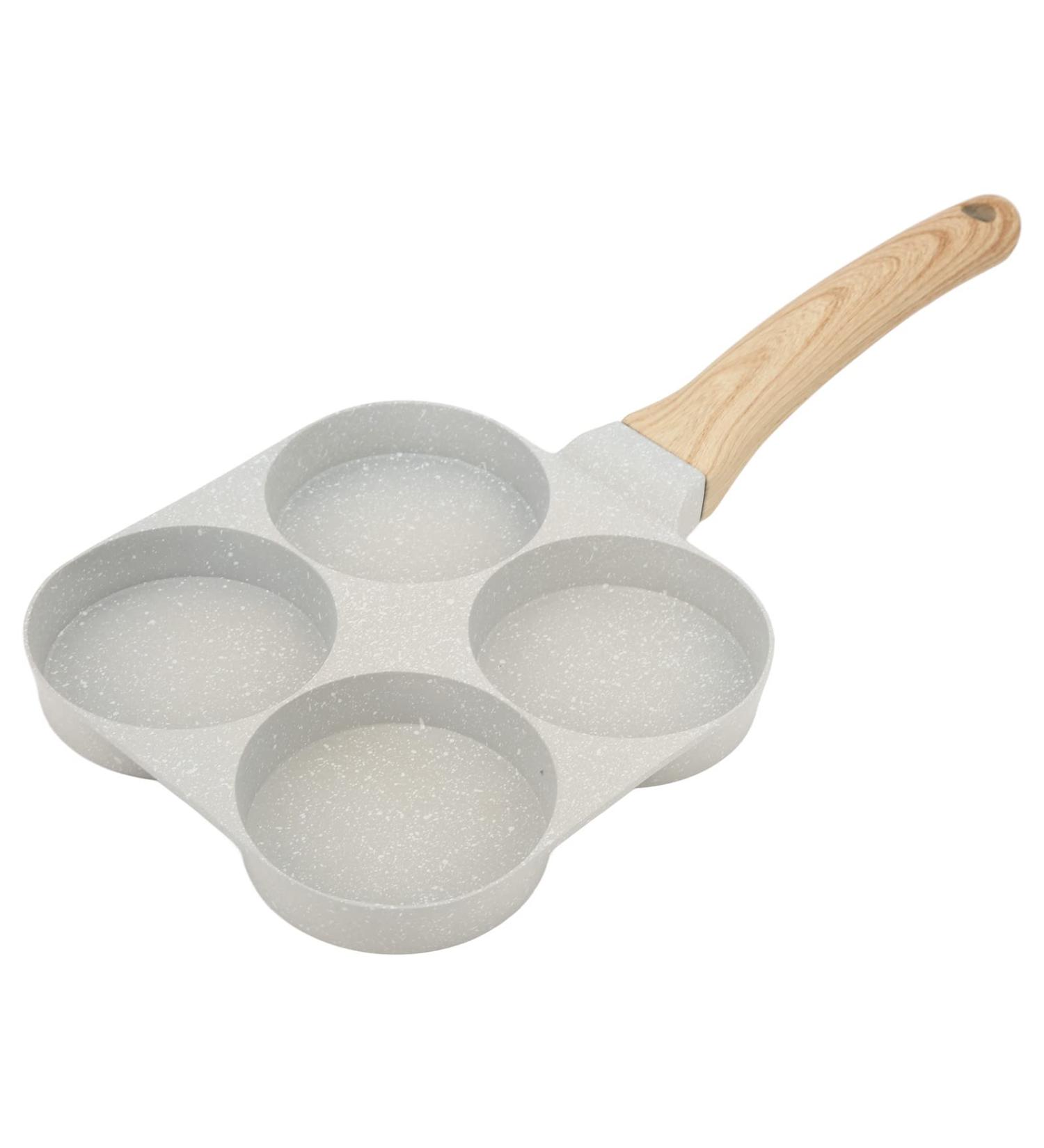 Qyebavge 4 Hole Nonstick Egg Hamburger Frying Pan Mini 4-Cup Omelette Pan with Handle for Universal Flat Bottom Induction Cooker - Buy Online on GoSupps.com
