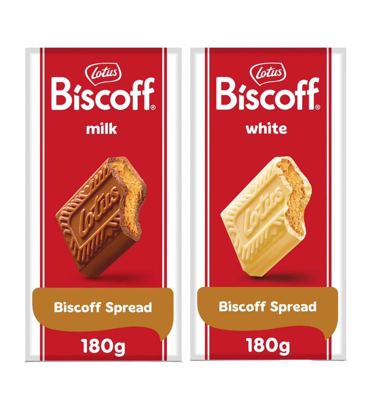 Chocolate Bar Bundle With Lotus Biscoff Milk Chocolate With Biscoff Cream 180g and White Chocolate With Biscoff Cream 180g (2 Pack) - Buy Online on GoSupps.com