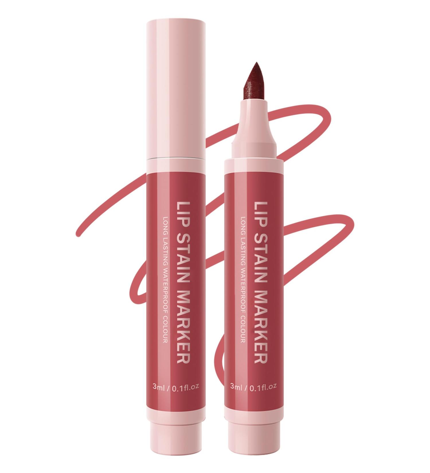 Lip Stain Marker Pen-1Pcs Rose Pink Hydrating Lip Stain Liquid Lip Liner Pencil Matte Color Look Longlasting Waterproof Smudgeproof Natural Finish Precise Chisel Tip Smooth Makeup Gift for Women-03 03# - Buy Online on GoSupps.com
