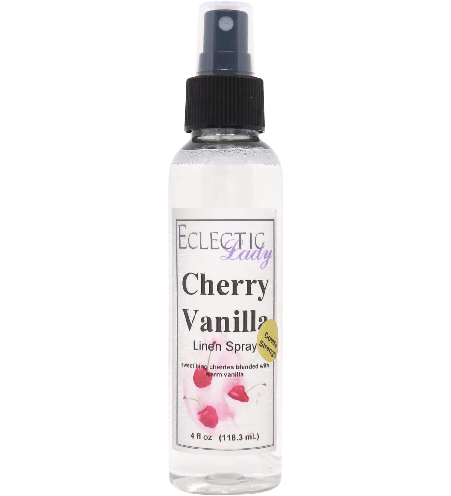 Cherry Vanilla Linen Spray (Double Strength) 4 ounces - Eclectic Lady Sheet and Linen Spray - No Artificial Colors Parabens or Preservatives - Long-Lasting Scent for Bed Fabric & Pillow 4 Fluid Ounces (Double Strength) - Buy Online on GoSupps.com