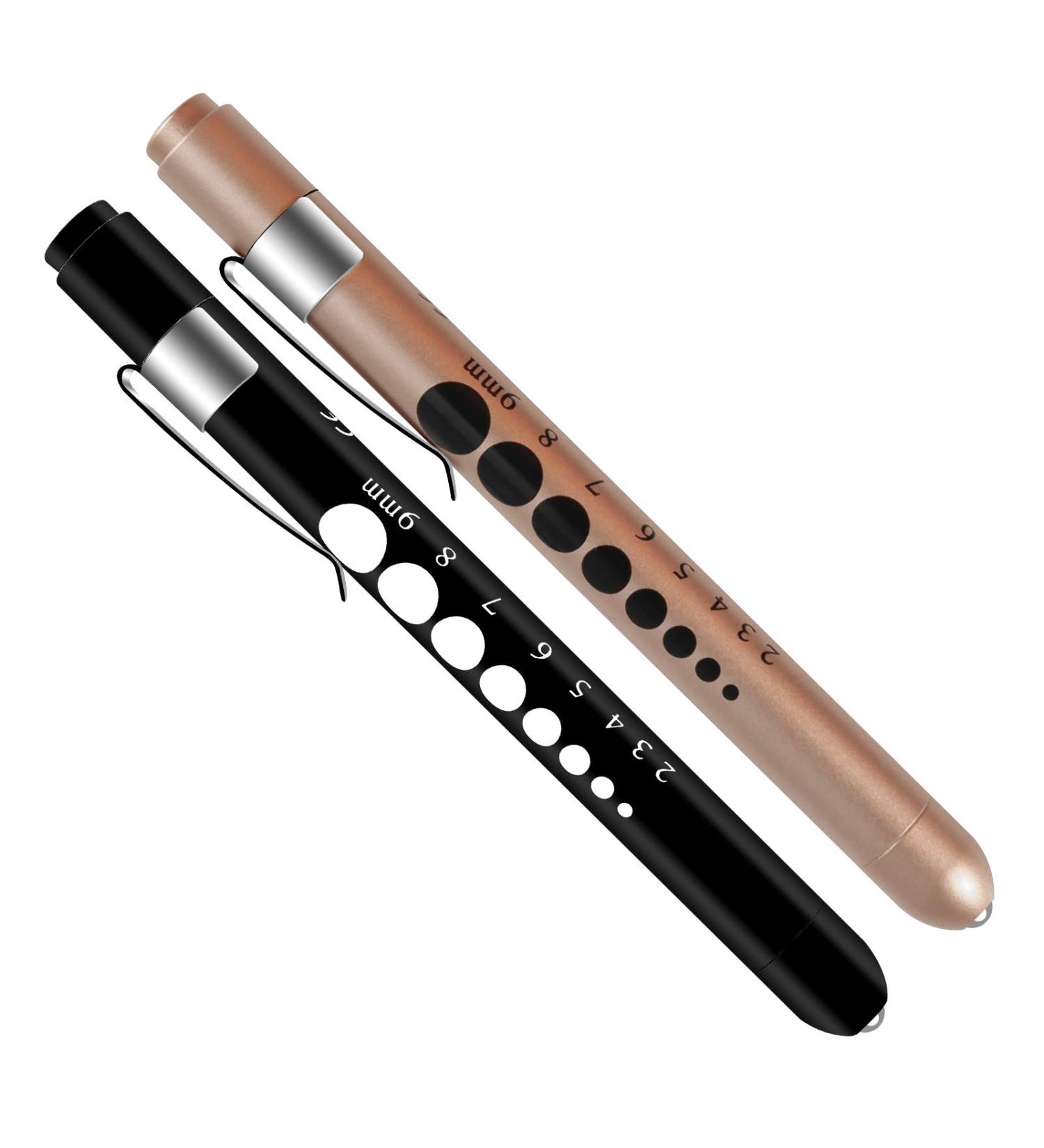 Shop Almocn 2-Piece LED Pen Lamp Set for Nurses - Reusable Medical Light with Pupil Teaching Ruler | Black & Gold - Buy Online on GoSupps.com