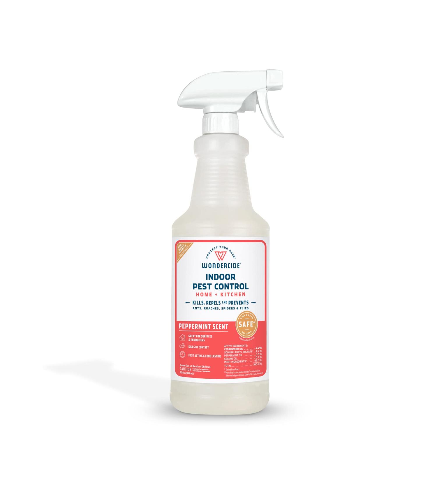 Wondercide Natural Products - Indoor Pest Control Spray for Home and Kitchen - Fly Ant Spider Roach Flea Bug Killer and Insect Repellent - Eco-Friendly Pet and Family Safe  32 oz Peppermint Peppermint 32 Fl Oz (Pack - Buy Online on GoSupps.com