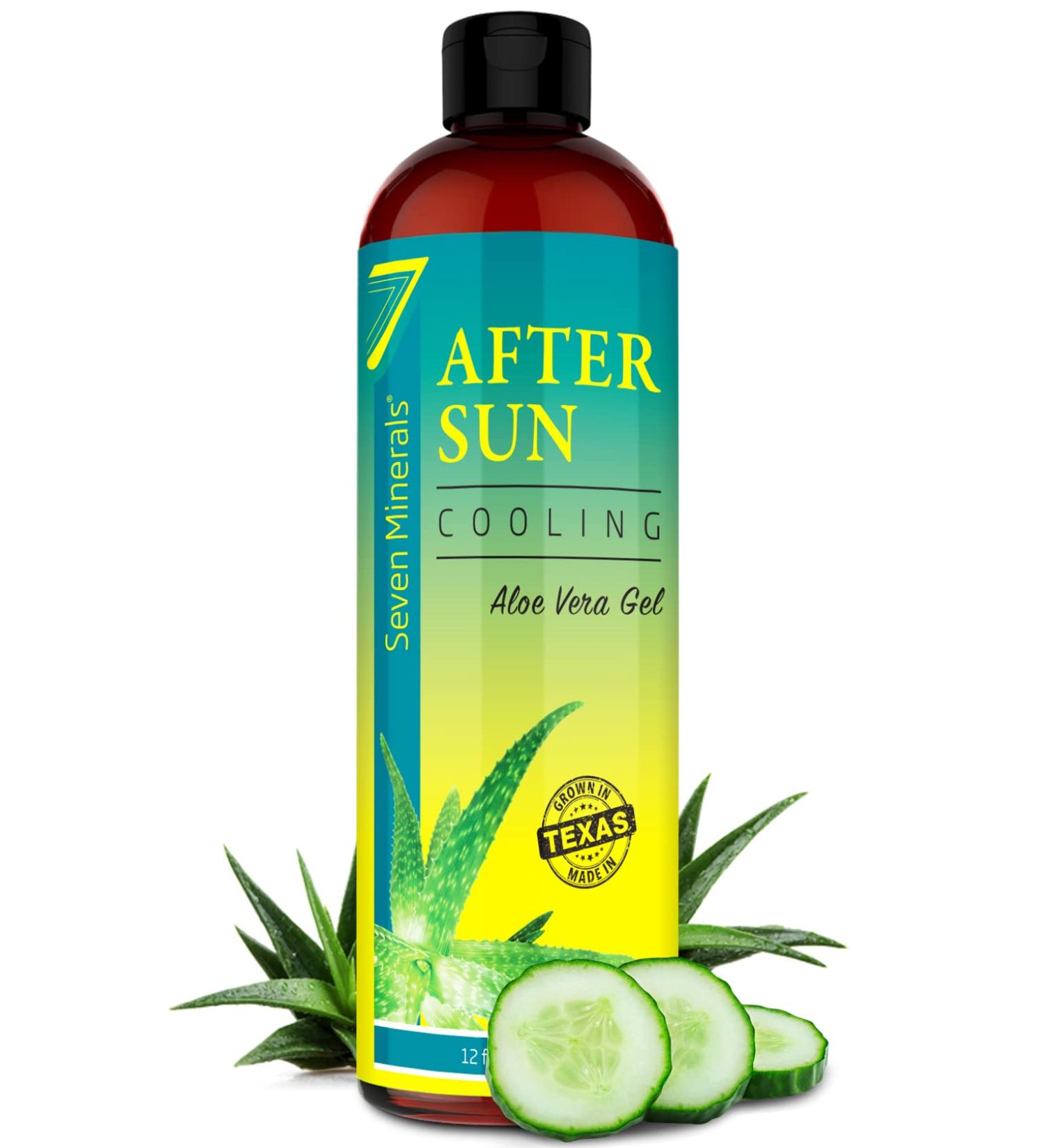 Texas Aloe Vera Cooling After Sun Gel with Cucumber & Vitamin E - Instant Sunburn Relief for Skin & Face (12 Fl Oz) - Buy Online on GoSupps.com
