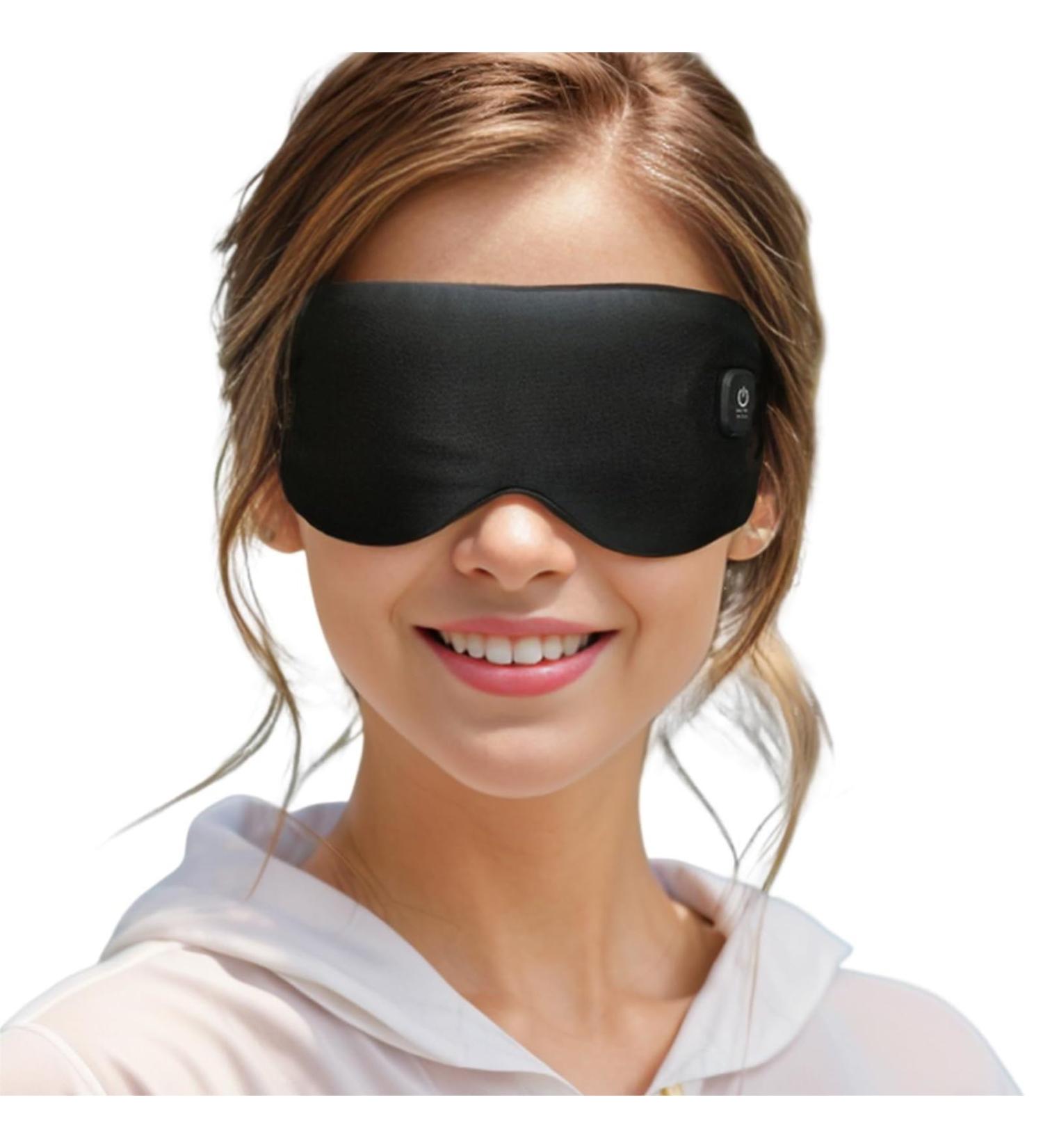 Heated Eye Mask - Vowleike Silk Cordless & Washable Eye Compress for Dry Eyes | Electric Temperature Control Heating Pad for Stye Relief & Eye Fatigue (Black - Buy Online on GoSupps.com