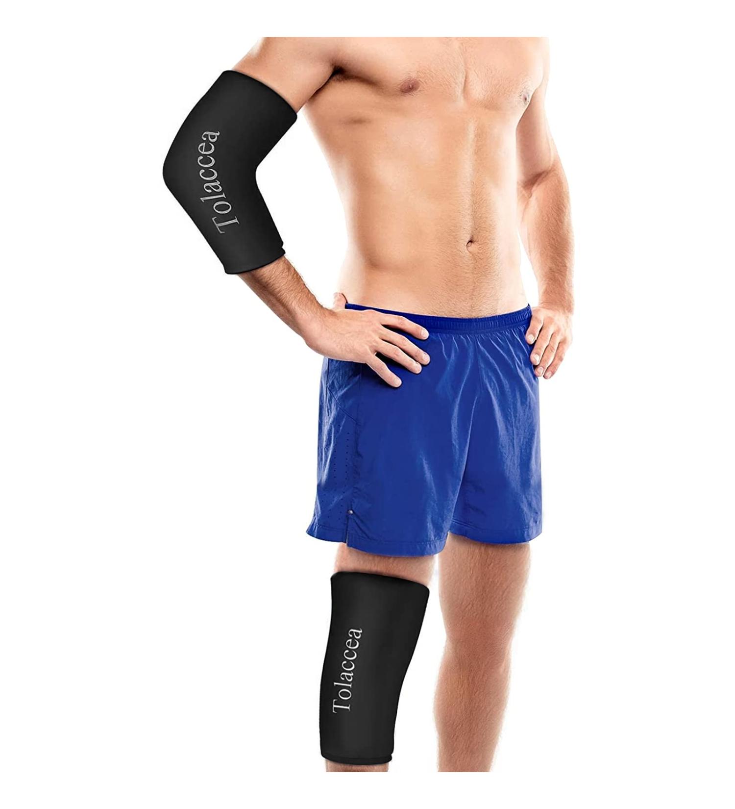Ellenbogen & Knee Triage with Gel Cooling Pillows | Tolaccea Flexible Ice Cold Sleeve Pack for Pain Relief (Black Large 17-20) - International Shipping Available - Buy Online on GoSupps.com
