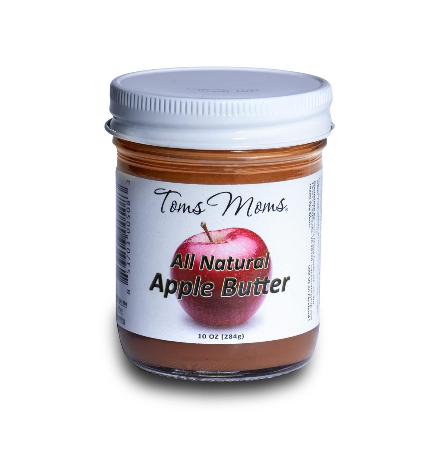 Tom's Moms All Natural Apple Butter | 10 oz Glass Jar | Made in Virginia, USA | No Artificial Colors, Corn Syrup, or Preservatives - Buy Online on GoSupps.com