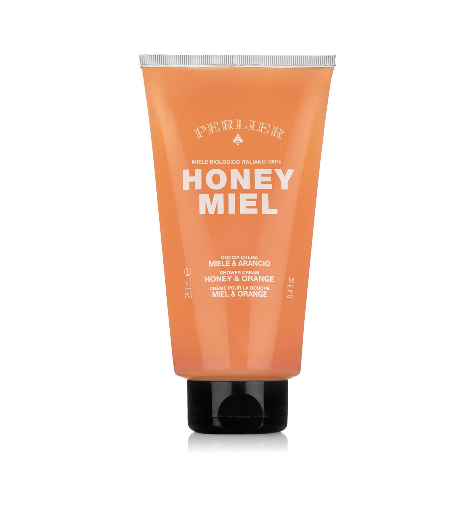 Perlier Honey & Orange Bath & Shower Cream 8.4 fl oz Gentle Cleanser with Organic Italian Honey and Orange Extract Moisturizing pH Balanced Sulfate-Free For Soft and Deliciously Scented Skin Orange 8.4 Fl Oz (Pack o