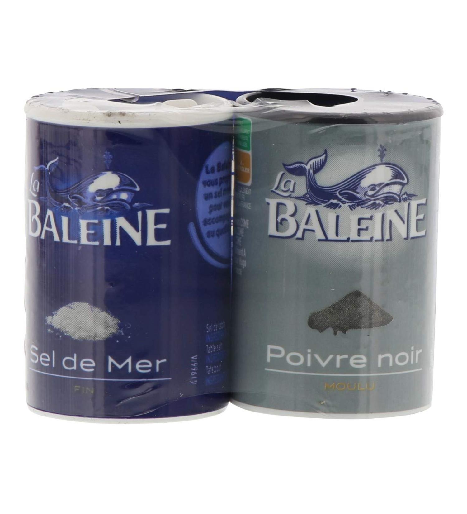 La Baleine Ground black pepper and fine sea salt - The 2 bottles - 68 g