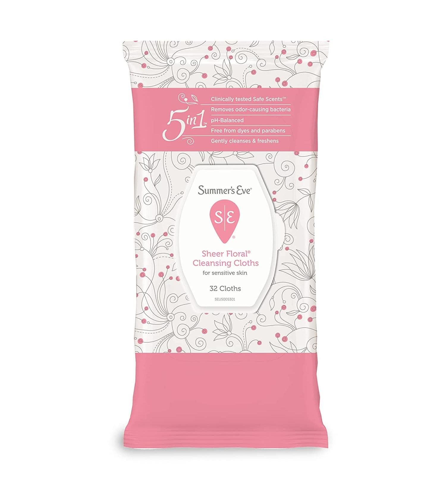 Summer's Eve Sheer Floral Cleansing Cloths - 32 Soft & Refreshing Wipes for Women - Buy Online on GoSupps.com
