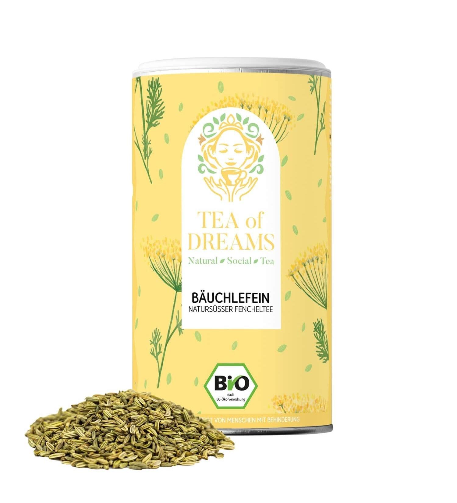  Tea of Dreams Organic Fennel Tea - "Belly Lemon" - Naturally mild no added sugar - Loose leaf tea - 250g - Buy Online on GoSupps.com