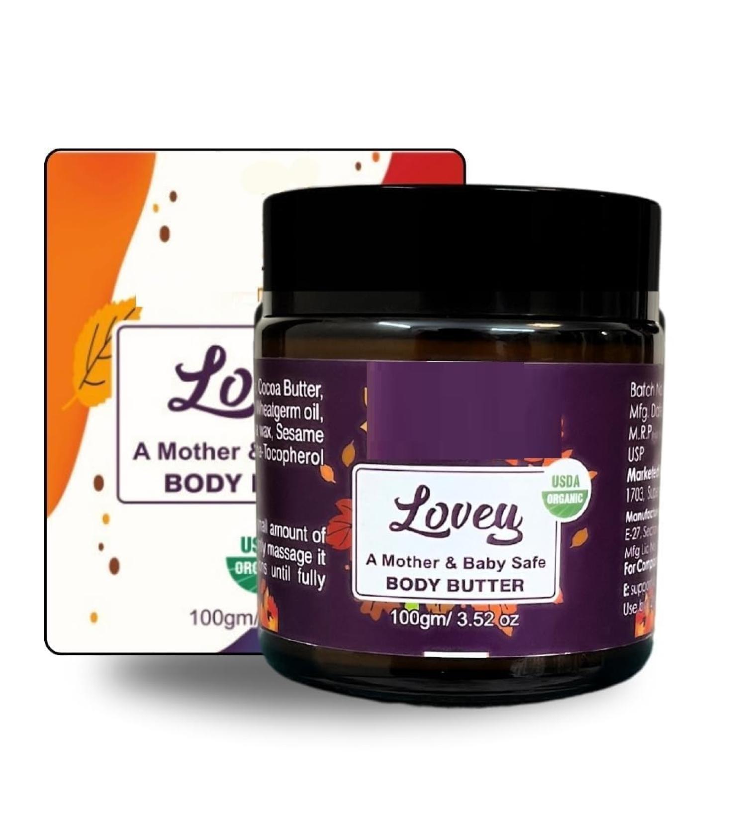 NP Lovey Mother & Baby Safe Body Butter Cream Natural Vegan & Non-Toxic With Organic Cocoa & Shea Butter Pregnancy & Baby Safe Ideal 100g / 3.52oz - Buy Online on GoSupps.com