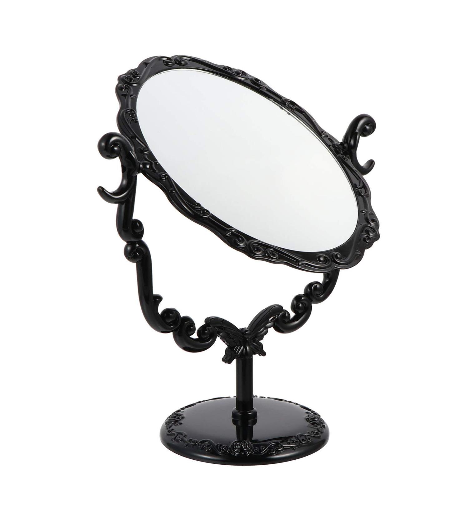 SHERCHPRY Vintage Rotary Mirror - Black Oval Makeup Mirror for Bathroom and Bedroom - Buy Online on GoSupps.com
