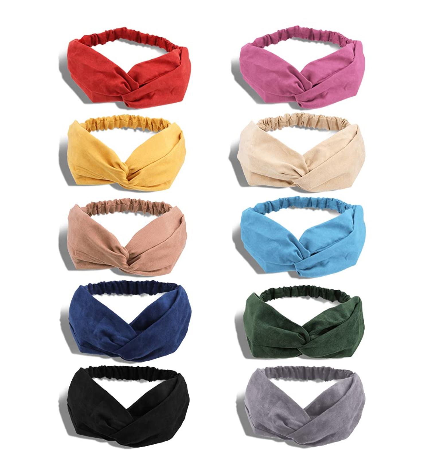 10 Pack Women's Workout Headbands - Fashionable Solid Color Elastic Hair Bands for Wigs by Ahoney - Buy Online on GoSupps.com