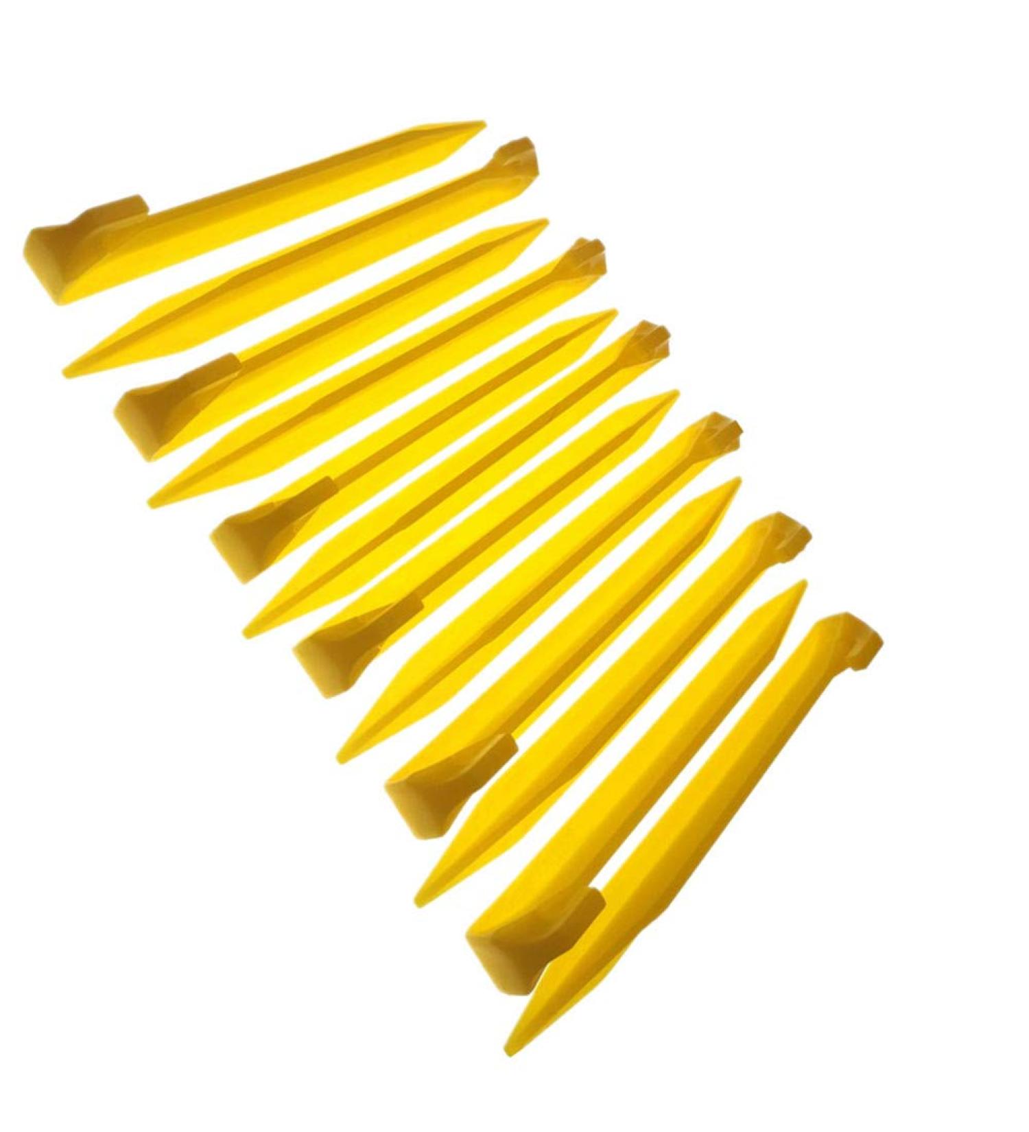 9 Inch Plastic Tent Stakes - Heavy Duty 12 pcs for Camping, Beach, and Garden | Durable Spike Hook Pegs for Outdoor Canopy | Yellow - Buy Online on GoSupps.com