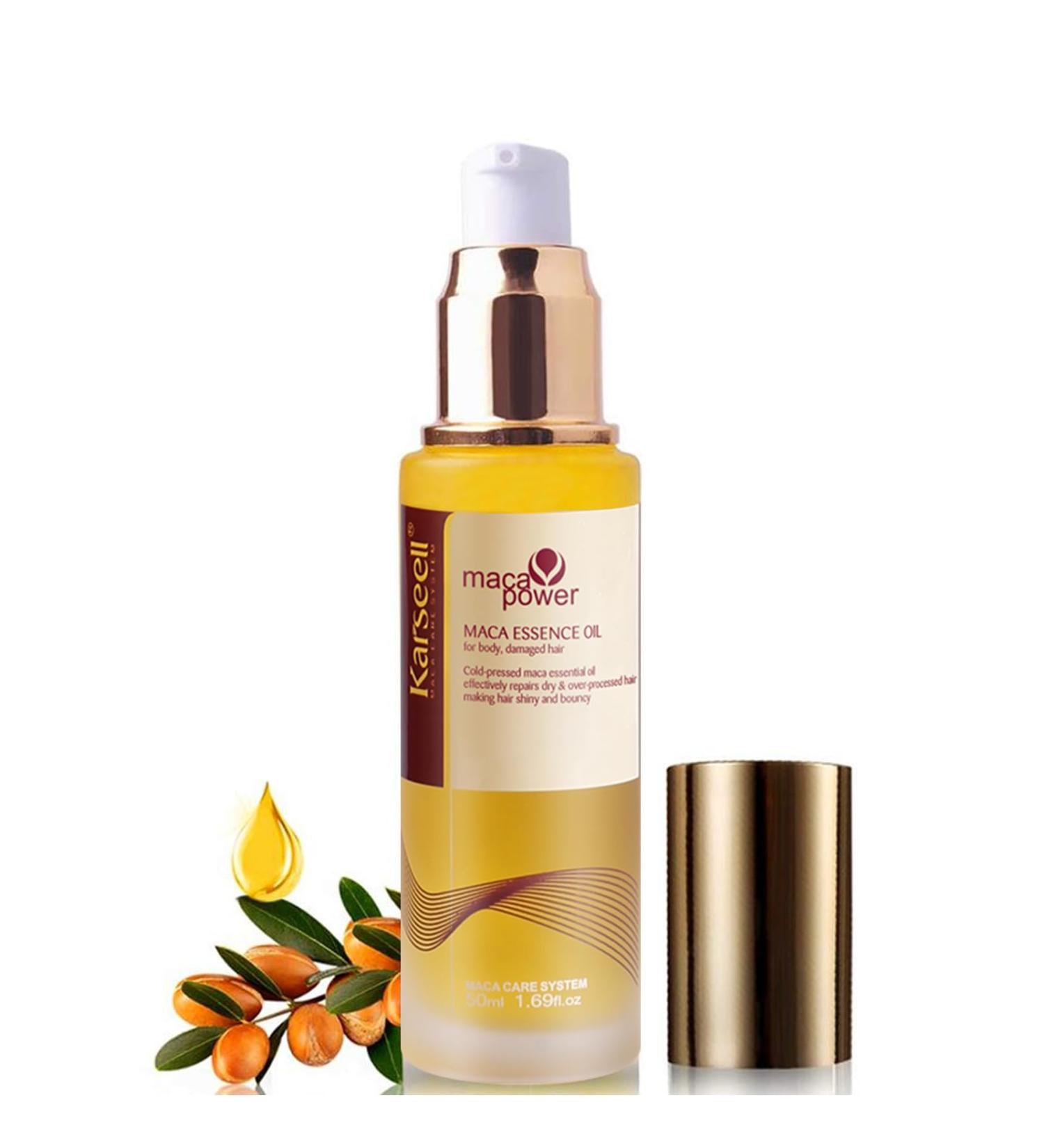 Karseell Maca Essence Huile Cheveux Huile d'Argan pour Secs et Abim S Tous Types de Cheveux 50ml - Buy Online on GoSupps.com