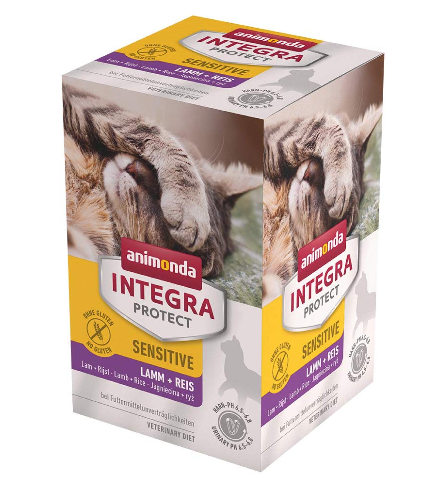 Animonda Integra Protect Cat Food - Sensitive Diet Wet Feed for Allergies Lamb & Rice 6 x 100g Pack - Buy Online on GoSupps.com