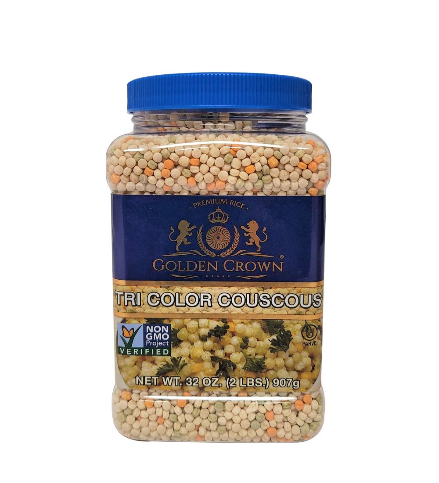 Golden Tri Color Couscous - 100% Natural Non-GMO Pearled Noodles for Mediterranean Salads, Soups & More - 32 Oz - Buy Online on GoSupps.com