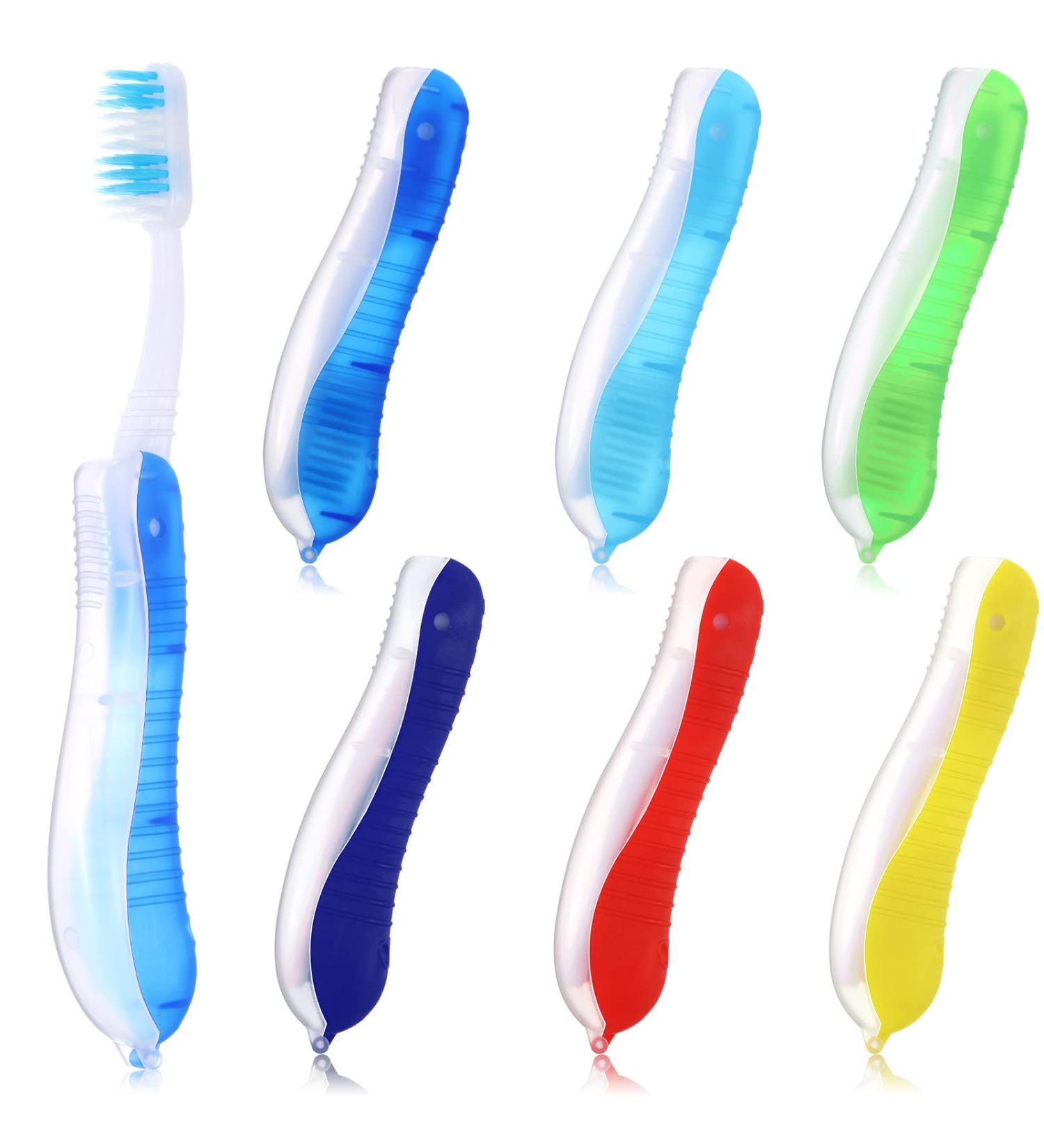 6-Piece Portable Folding Travel Toothbrush Set for Camping & Hiking | Collapsible & Compact Design with Built-in Cover | Ideal for Men, Women, and Kids | 6 Colors Available - Buy Online on GoSupps.com