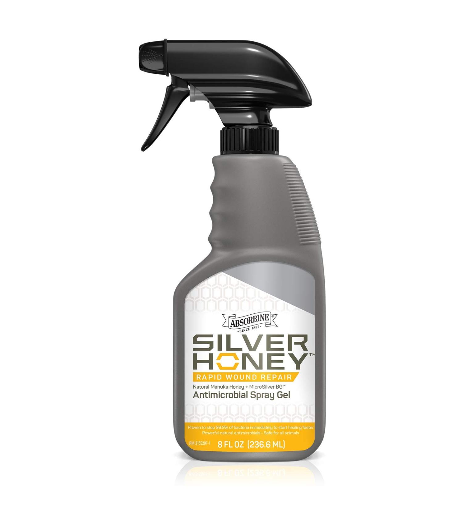 Absorbine Silver Honey Rapid Wound Repair Spray Gel - 8oz Bottle | Manuka Honey & MicroSilver BG | Veterinarian Tested Horse & Animal Care - Buy Online on GoSupps.com