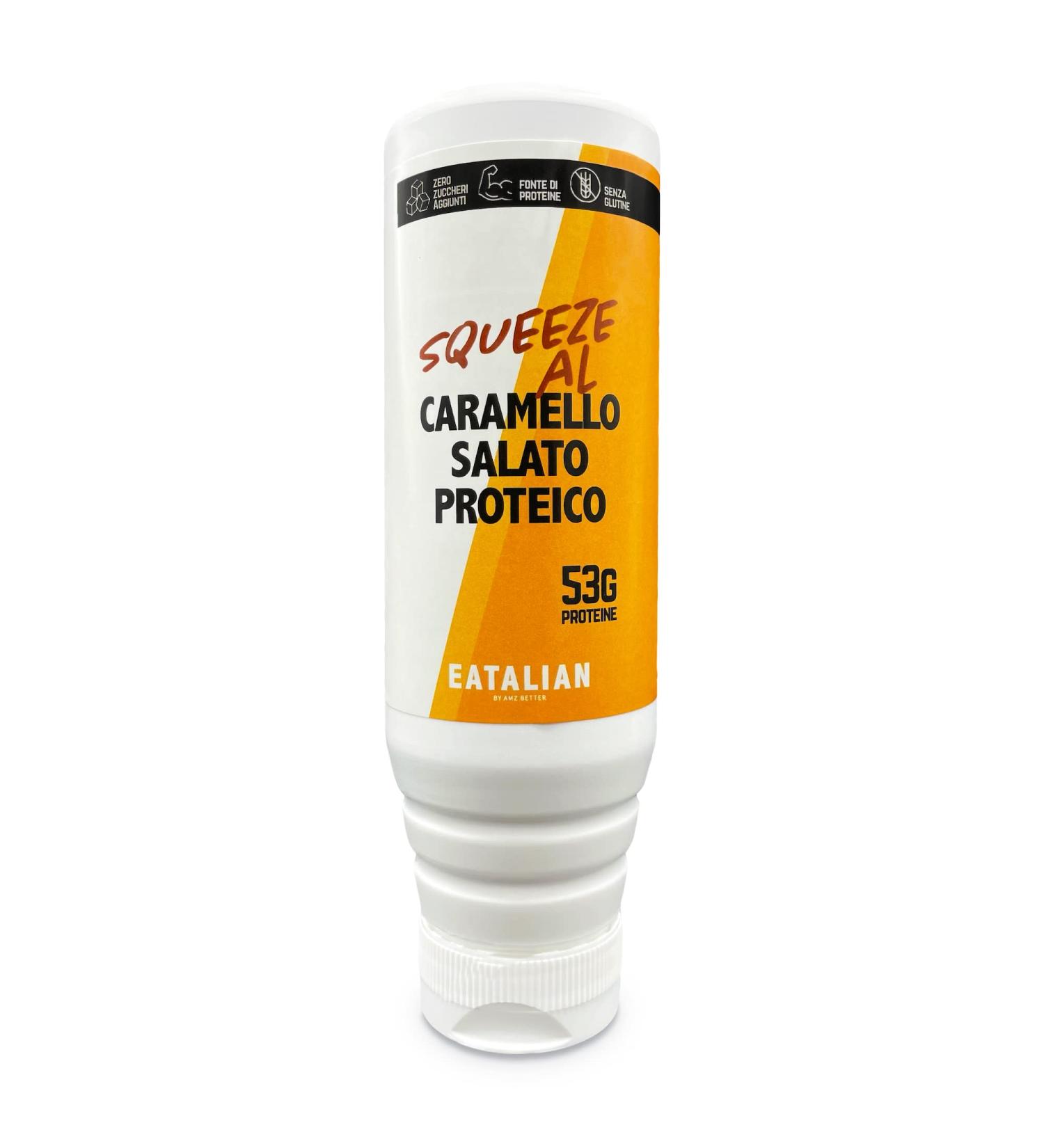 EATALIAN by AMZ BETTER Topping with Protein Salted Caramel Sweet Protein Cream in a 300 gr Squeezer Made in Italy Ideal Salted Caramel Sauce to Garnish Ice Cream Sweets and Dessert - Buy Online on GoSupps.com