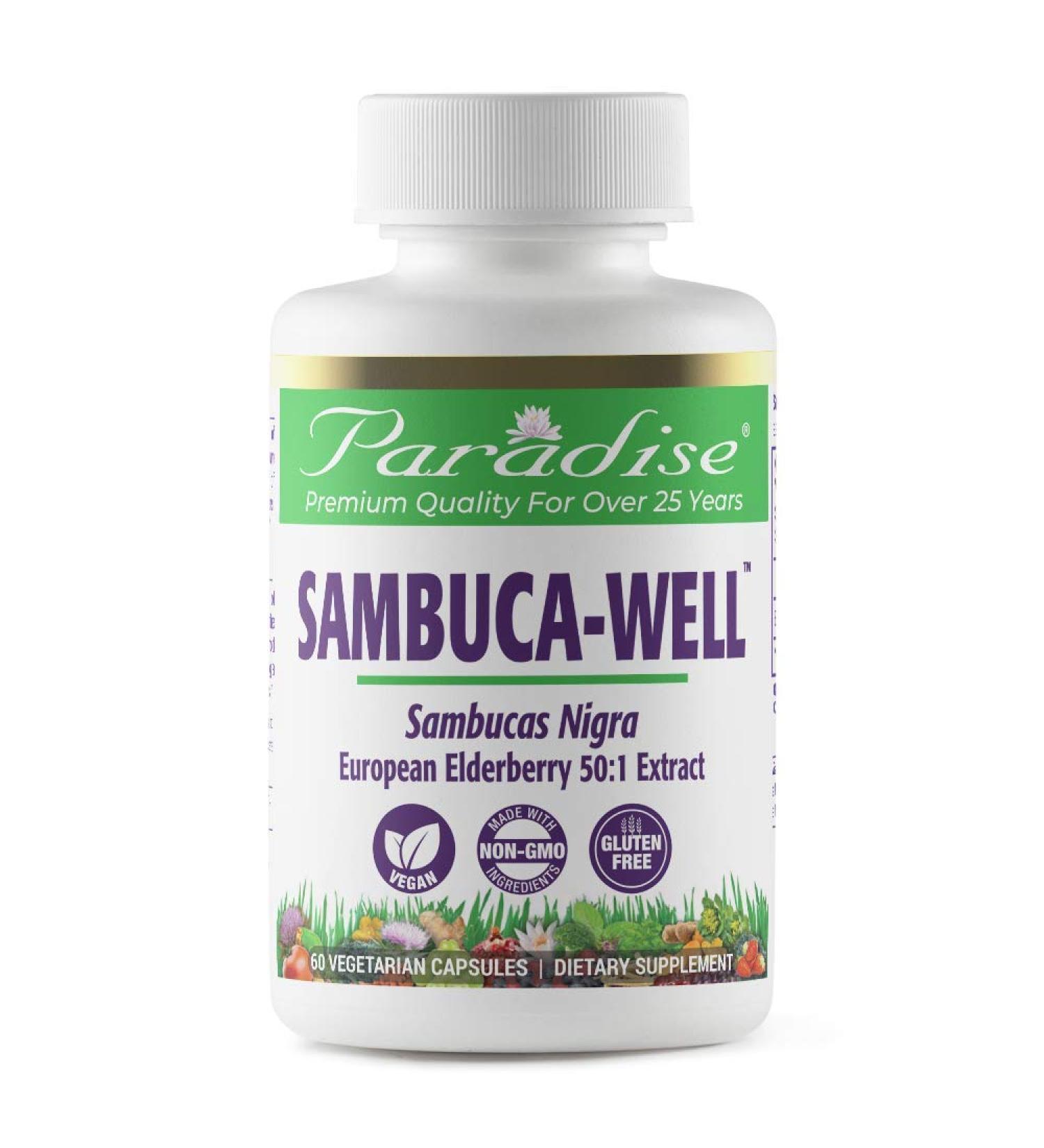Paradise Herbs Sambuca-Well | 60 Vegetarian Capsules for Wellness - Buy Online on GoSupps.com