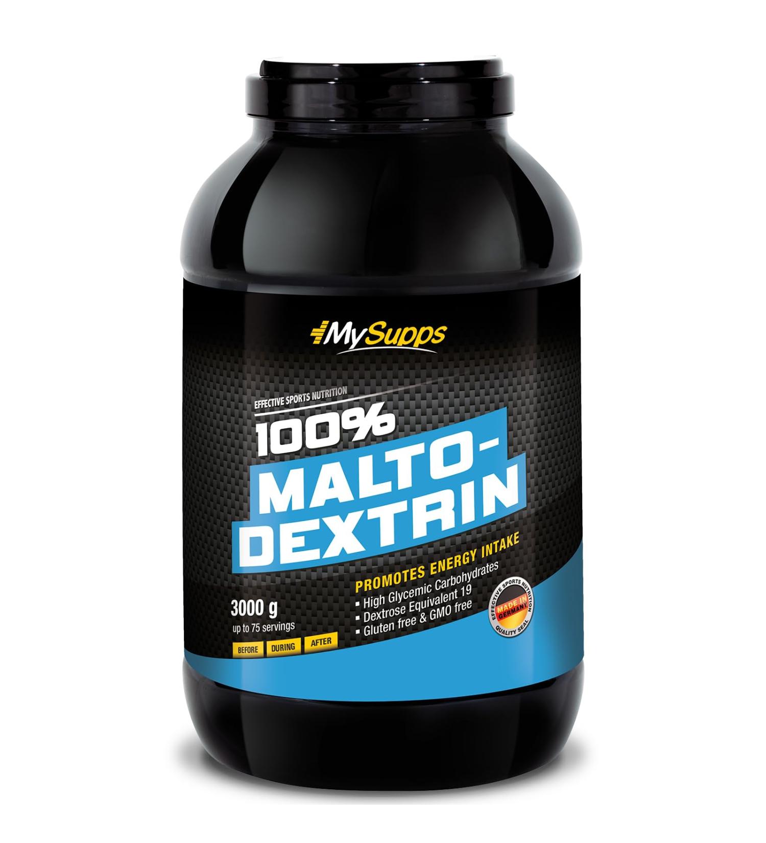 MySupps 100% Maltodextrin - High-Quality Hydrolized Carbohydrates for Athletes | GMO-Free Pre & Post Workout Shake | 3KG Powder Made in Germany - Buy Online on GoSupps.com