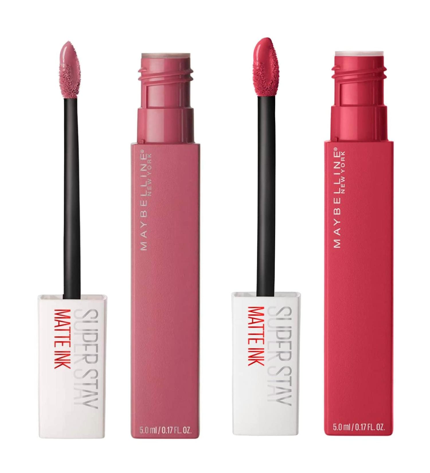 Maybelline New York SuperStay Matte Ink Lip Tint Colour 15 Lover + SuperStay Matte Ink Lip Tint Colour 80 Ruler - 2 lipsticks with pointed applicator - Buy Online on GoSupps.com