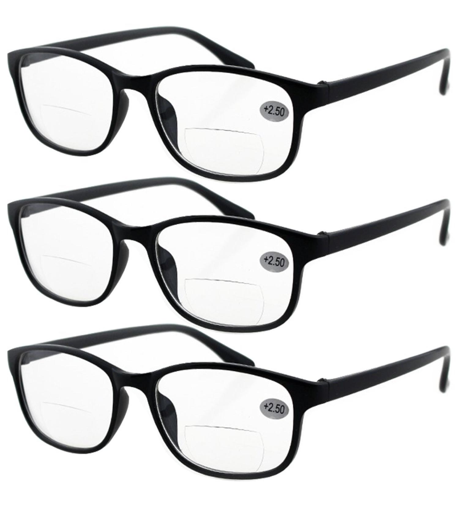 Lasree 3 PRS +3.00 Classic Reading Glasses for Men - Stylish Black Eyeglasses - International Shipping Available - Buy Online on GoSupps.com