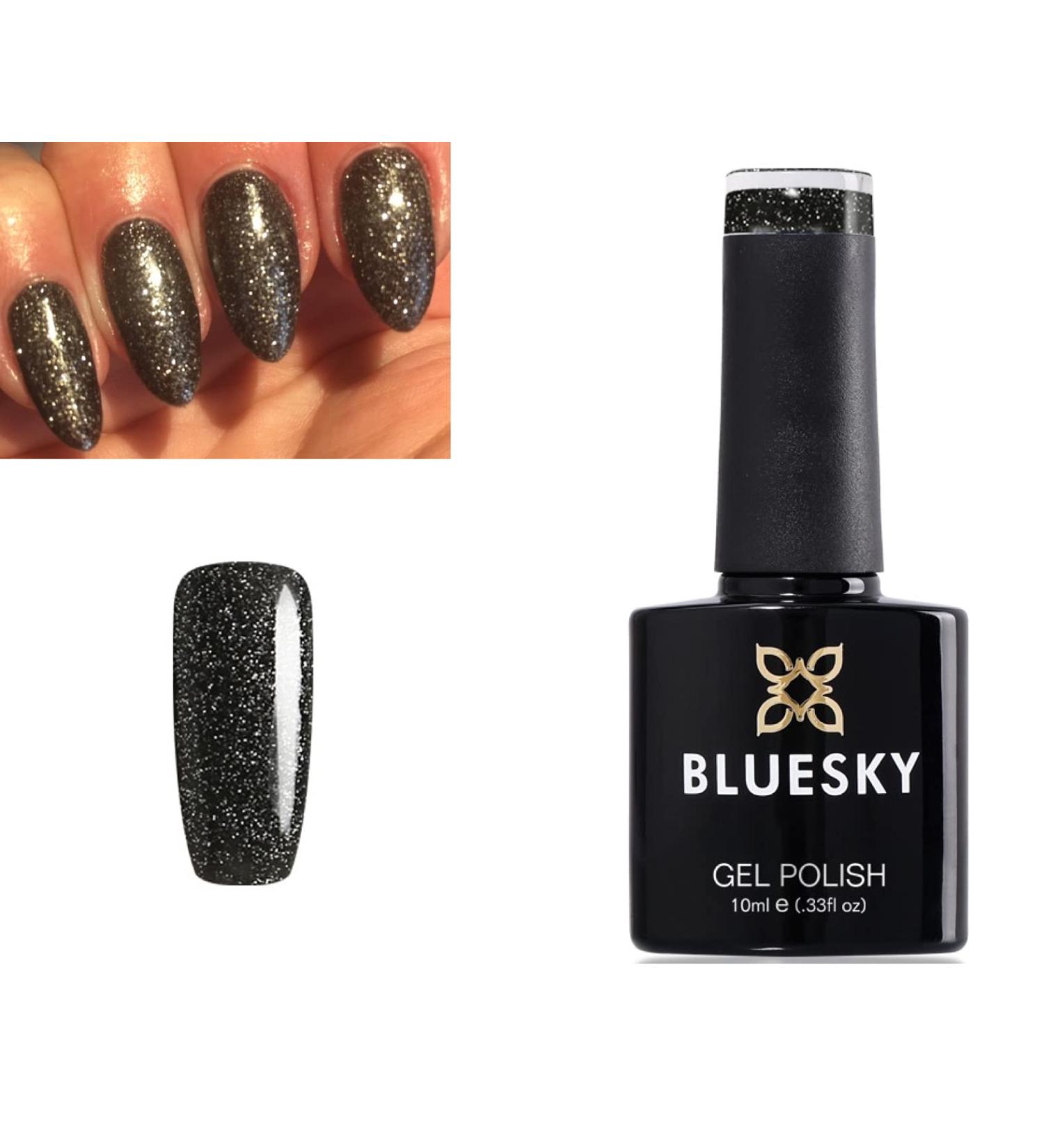 Bluesky Black With Silver Glitter Abyss VIP03 Nail Gel Polish UV LED Soak Off 10ml - Buy Online on GoSupps.com