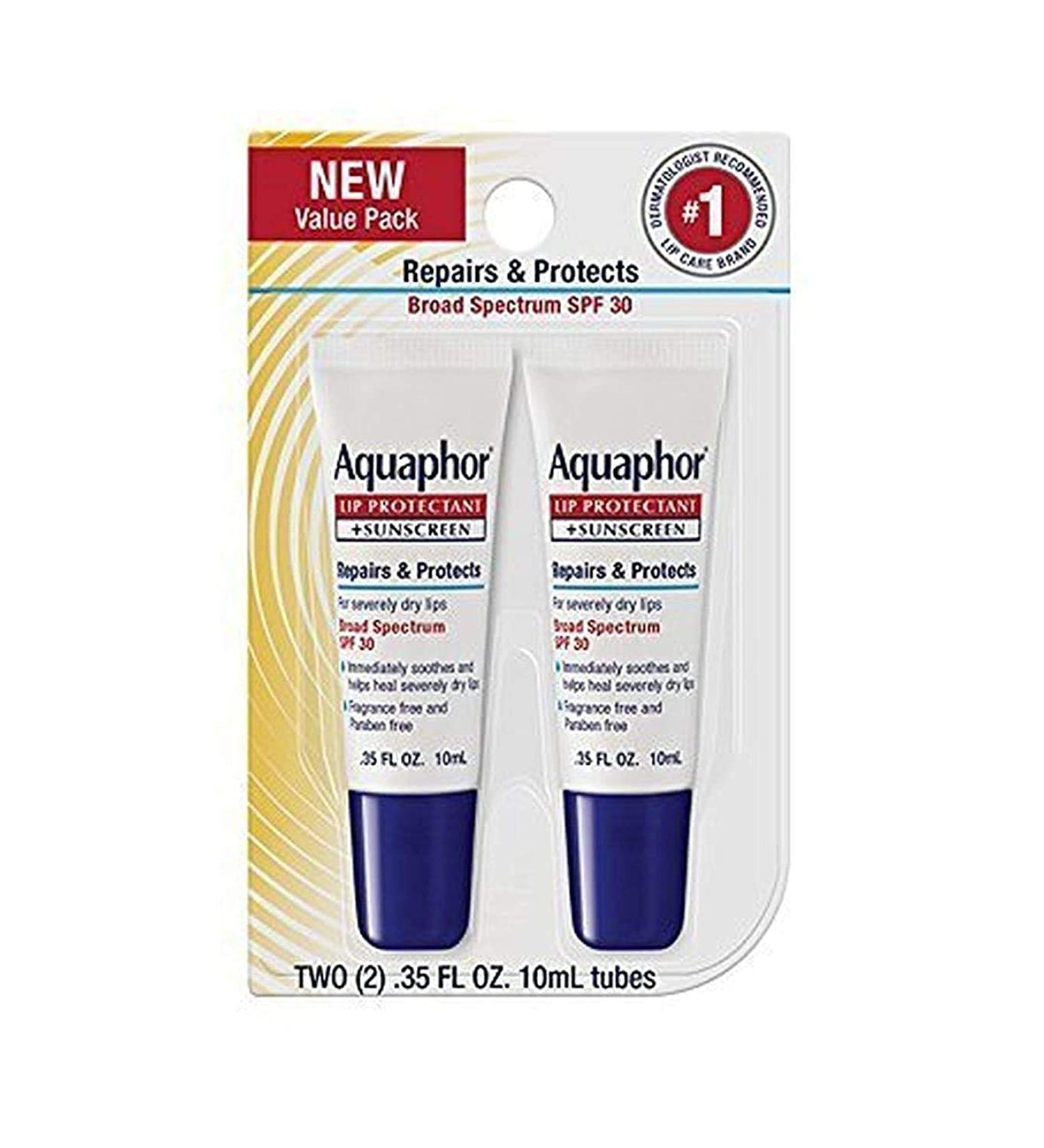 Aquaphor Lip Protectant + Sunscreen SPF 30 - 2 Tubes (0.35 oz Each) | Moisturizing Lip Care - Buy Online on GoSupps.com