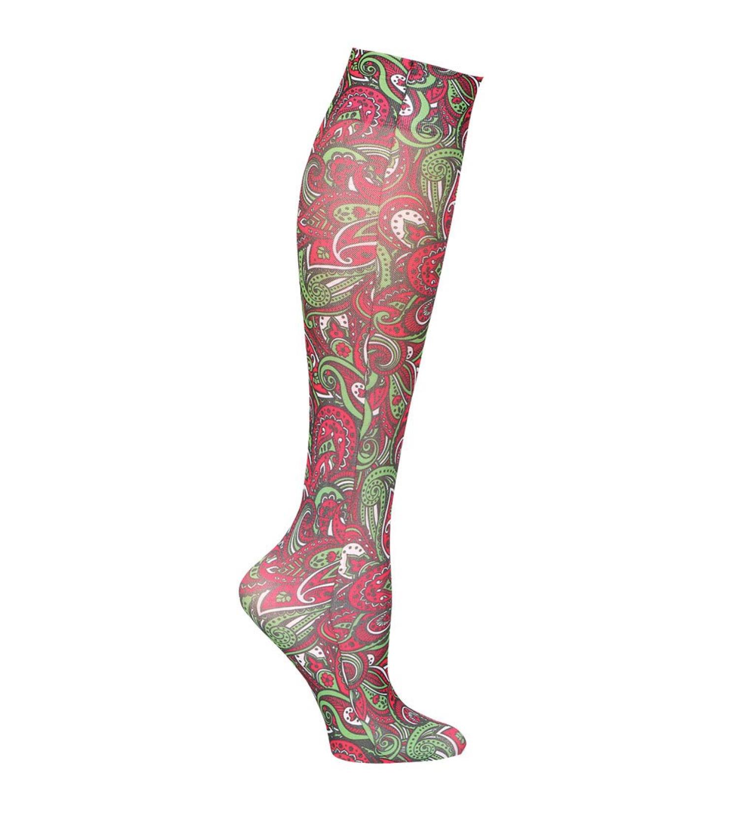 Women's Christmas Paisley Seasonal Printed Knee High Firm Compression 20-30 mmHg
