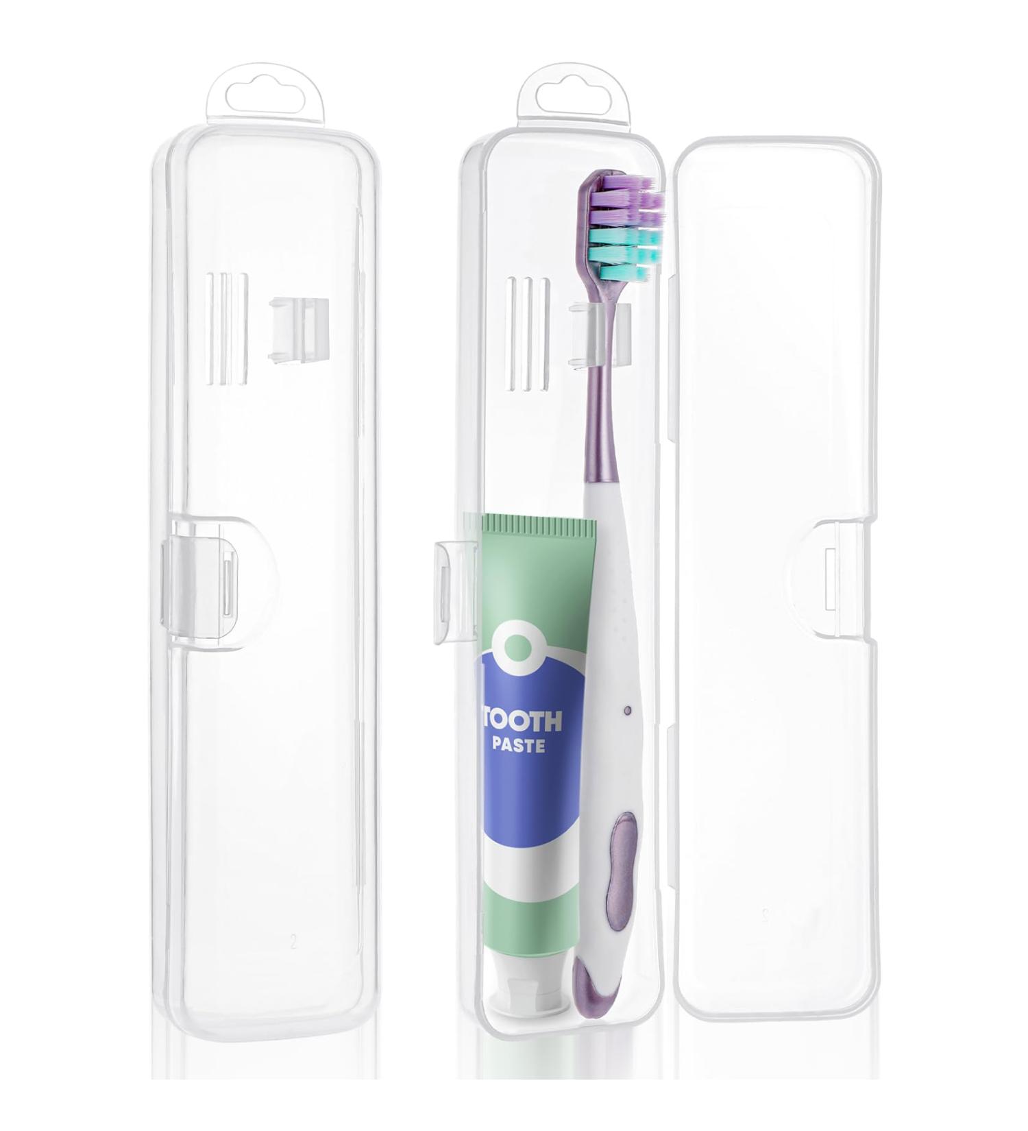 JeffDad 2 Pack Travel Toothbrush Case - Clear Portable Toothbrush Holder & Toothpaste Storage Container for Trips (20x4.5x3cm) - Buy Online on GoSupps.com