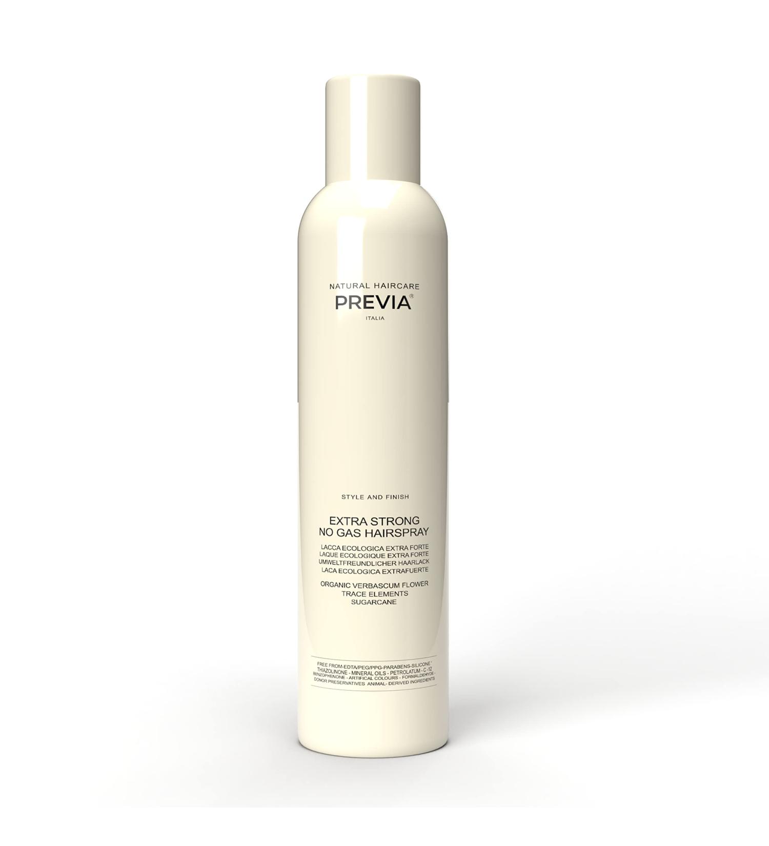 PREVIA Extra Strong No Gas Hairspray 11.8 oz Volumizing Hair Styling Spray with Organic Verbascum Flower for Long-Lasting Hold Shine & Frizz Control Vegan & Natural Italian Hair Care 12 Fl Oz (Pack of 1) - Buy Online on GoSupps.com