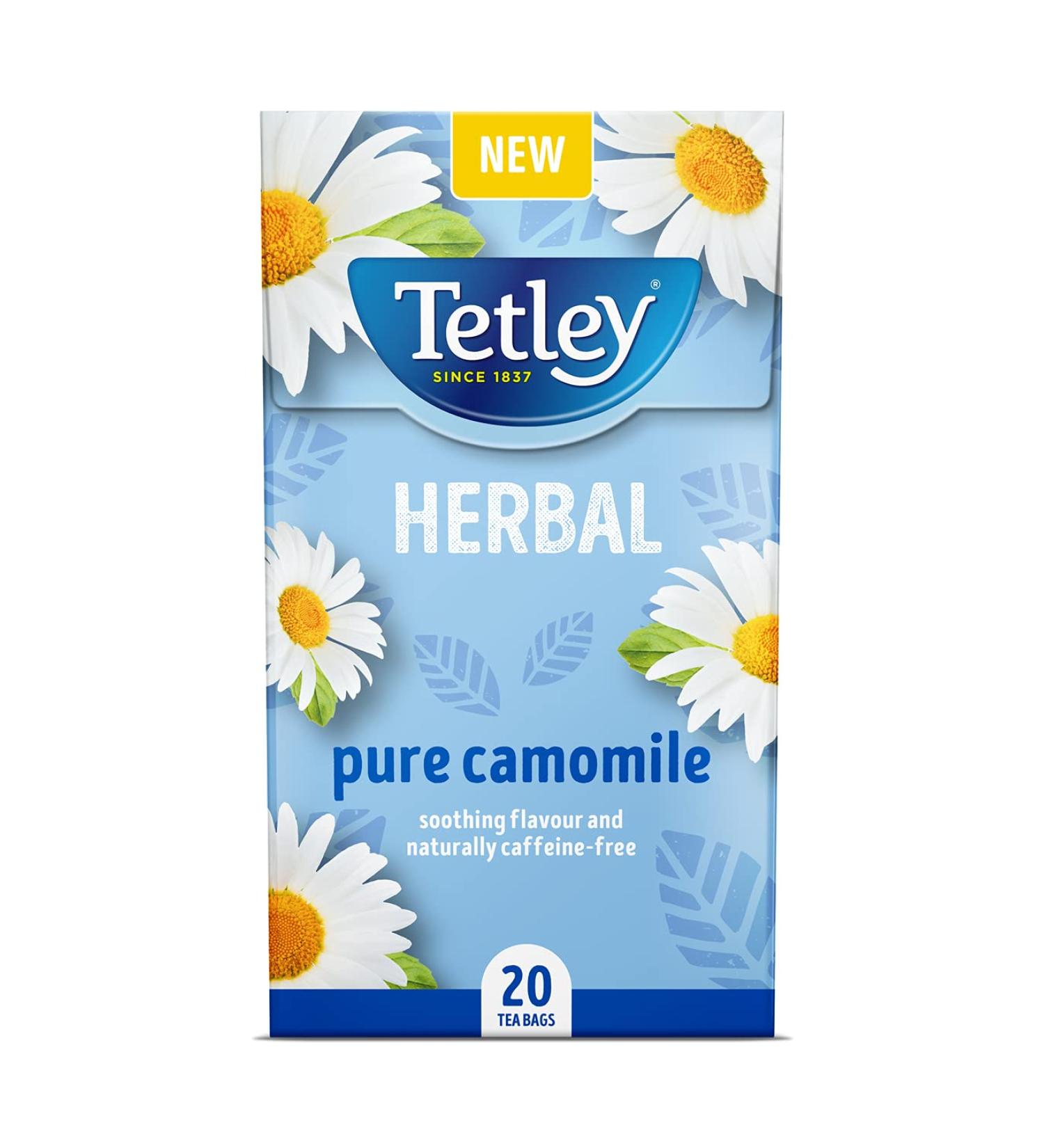 Tetley Pure Camomile Tea Bags - 20 Count Box for Relaxing Herbal Infusion - Buy Online on GoSupps.com