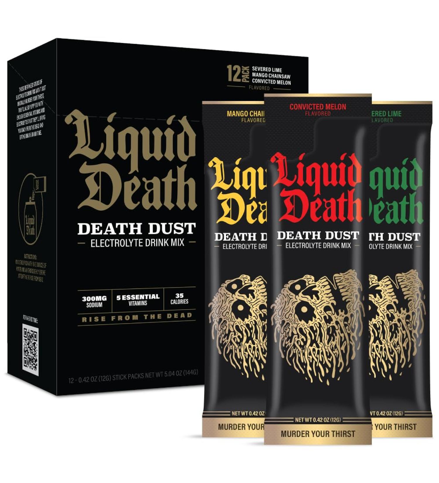 Liquid Death Electrolyte Death Dust - Hydration Powder Variety Pack (12 Stick Pack) - 3 Delicious Flavors for Optimal Hydration - Buy Online on GoSupps.com